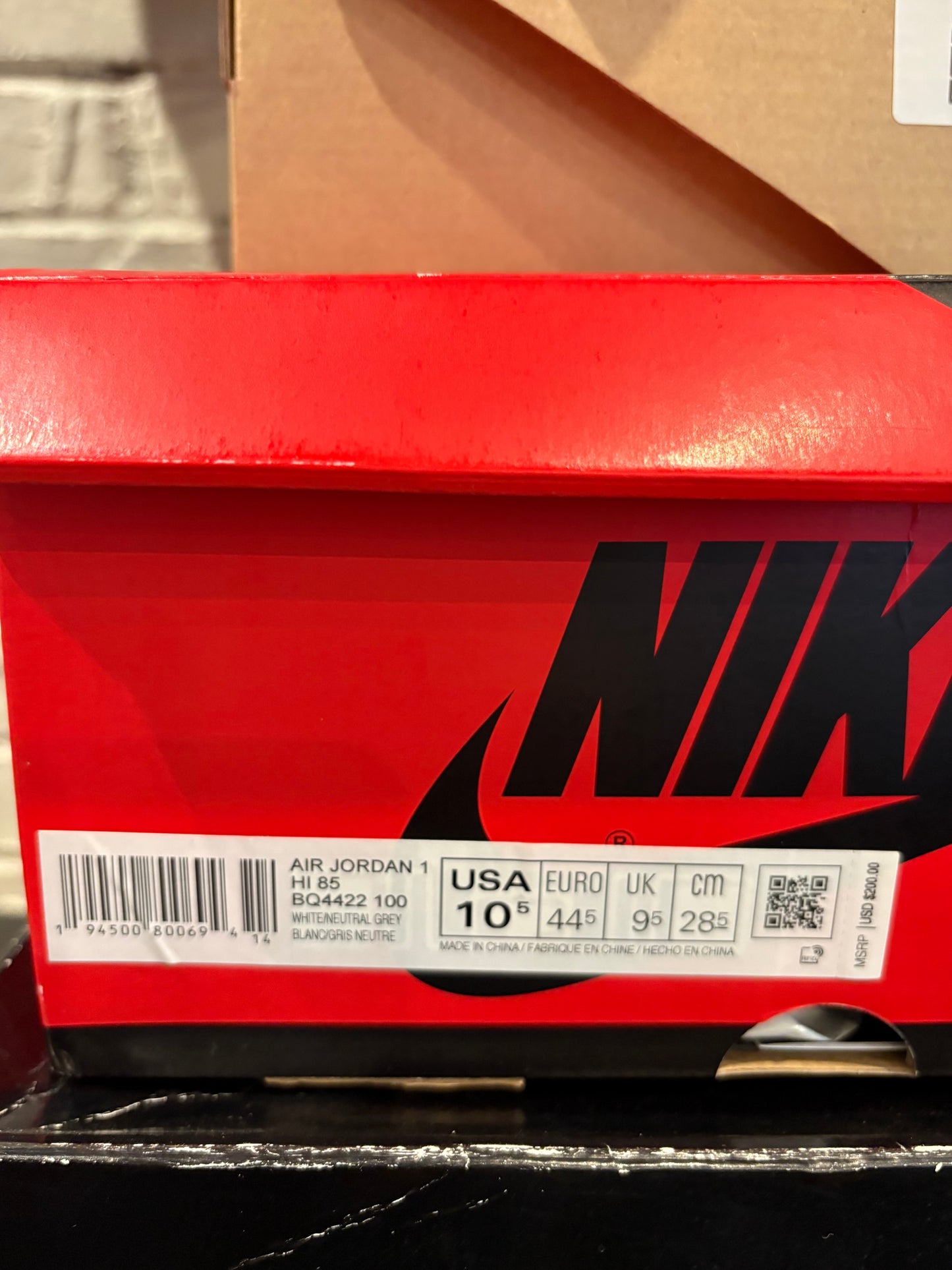 Jordan 1 Retro High Neutral Grey DS OG Size 10.5