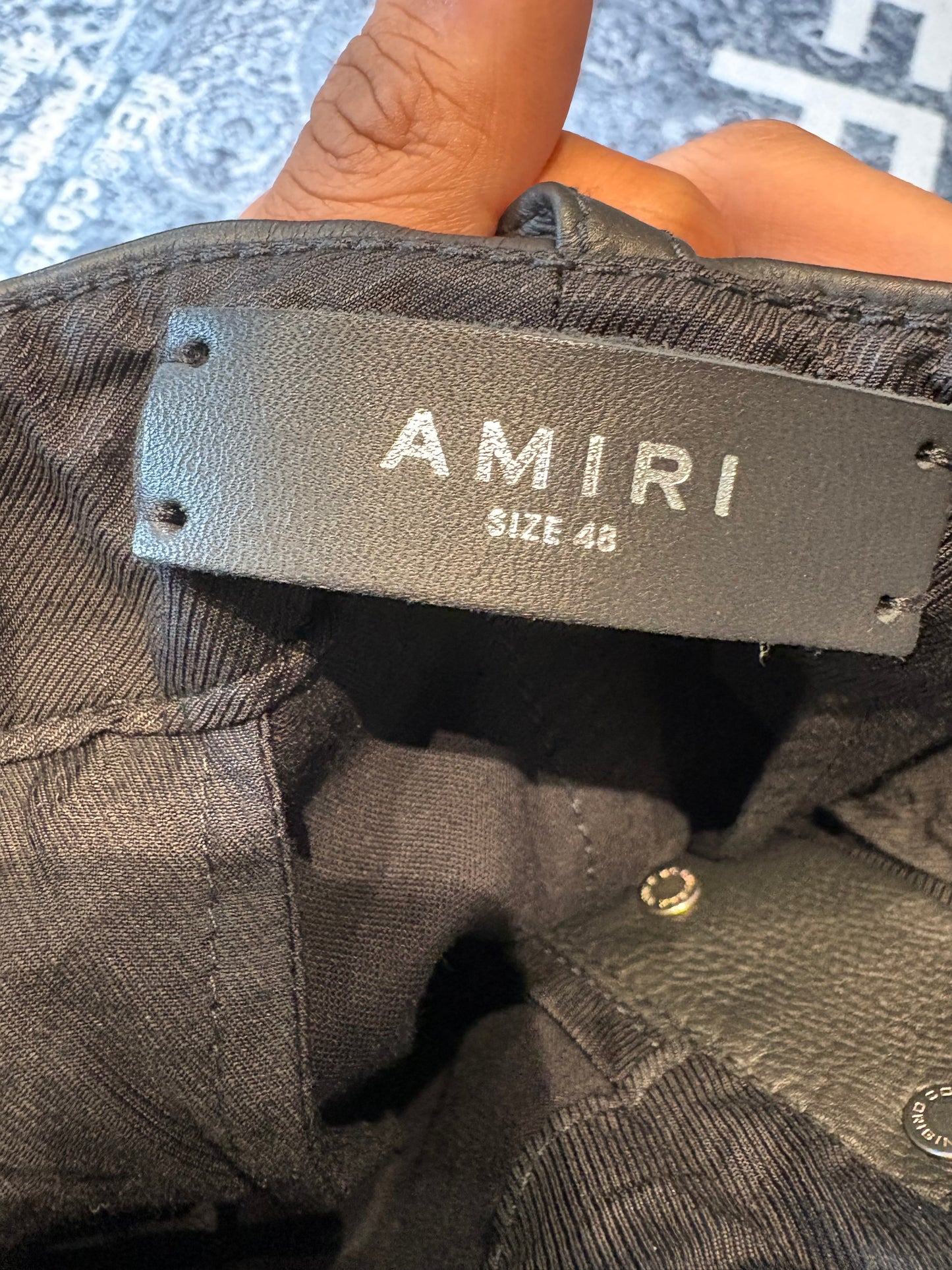 Amiri Black Leather Jeans Po Size 32(48 EU)