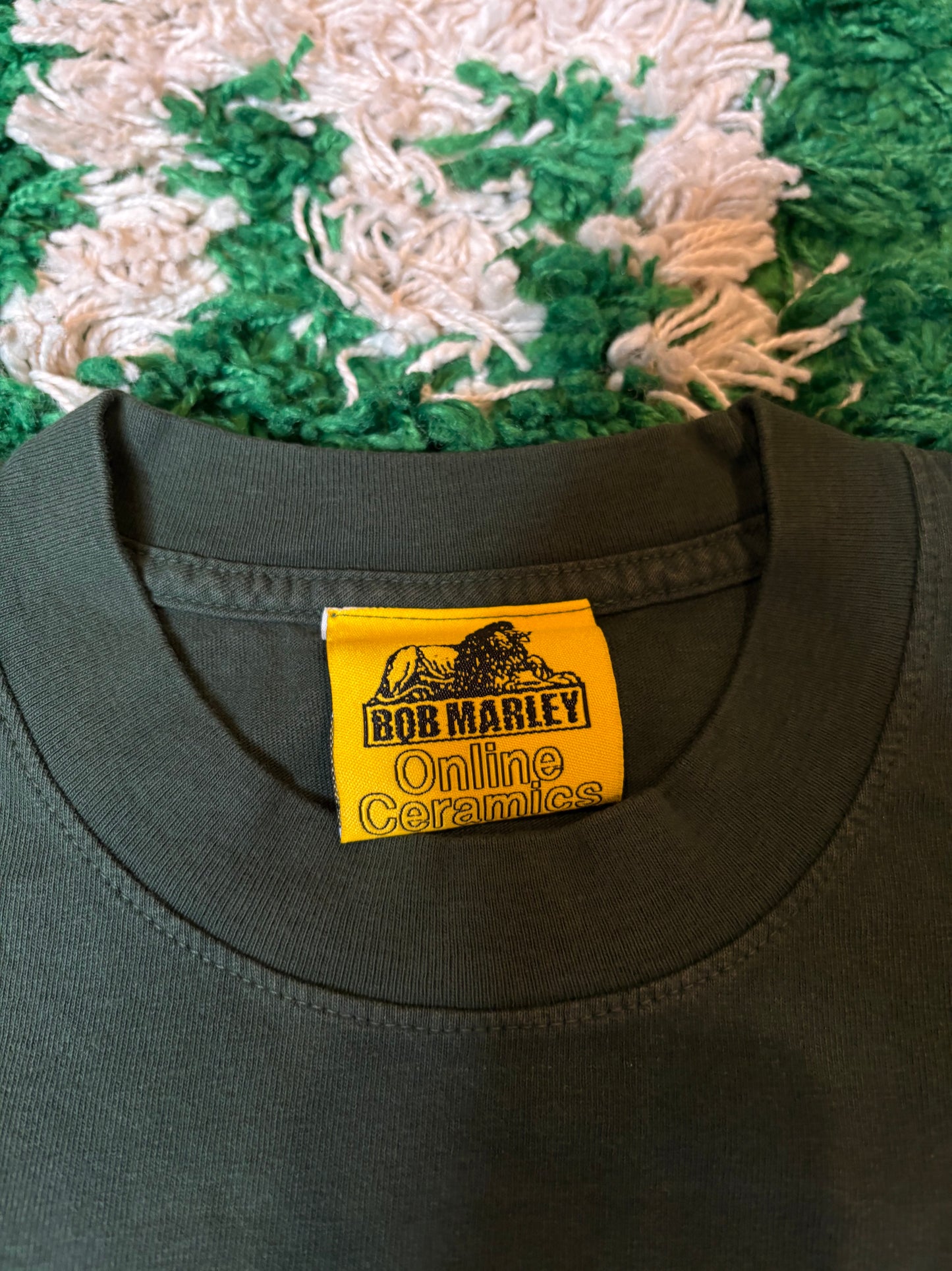 Online Ceramics Bob Marley Tee Green DS Size Medium