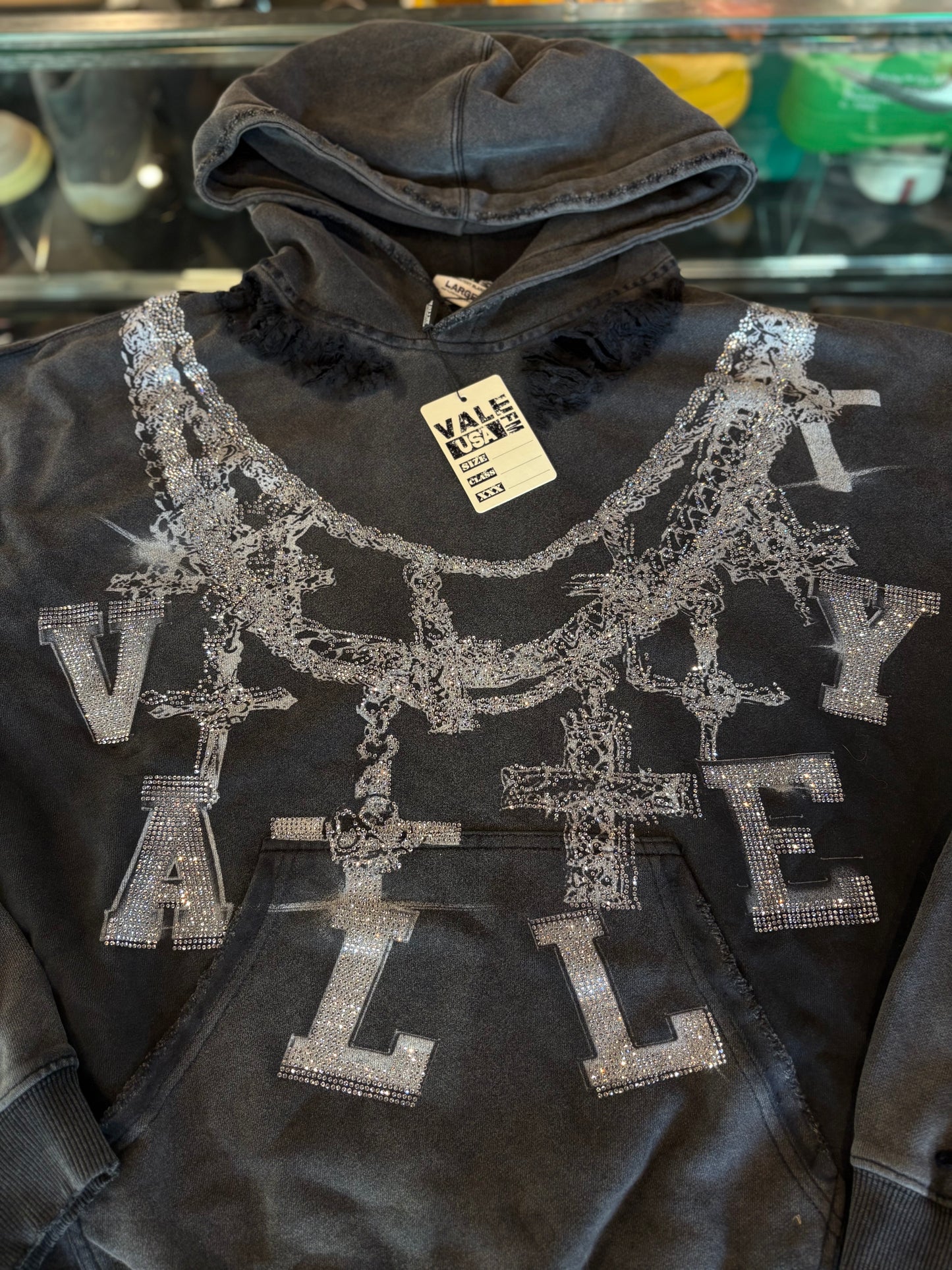 Vale Chain Rhinestone Hoodie DS Size Large