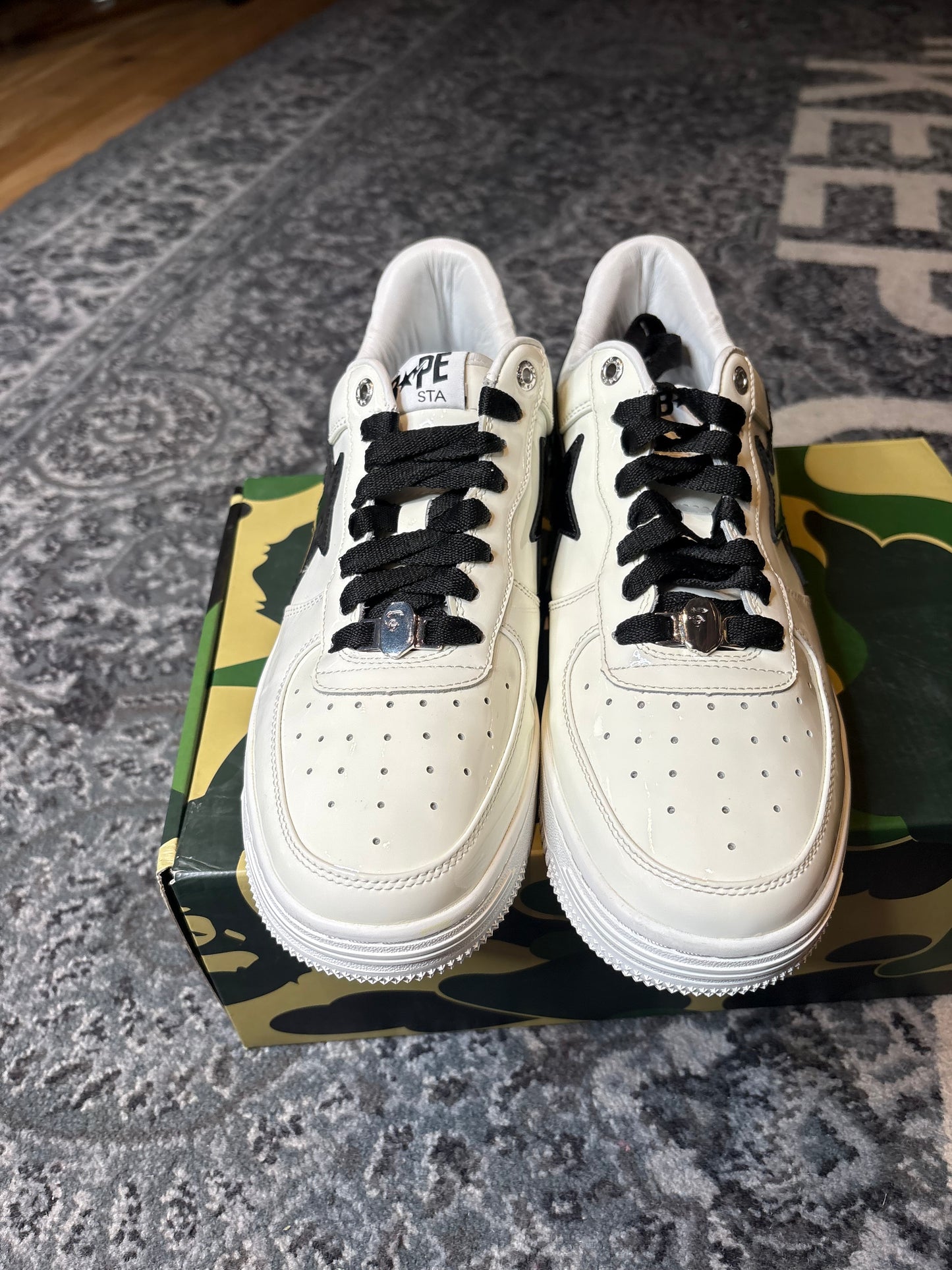 Bathing Ape Bape Sta #2 White Patent Clean Og Size 10