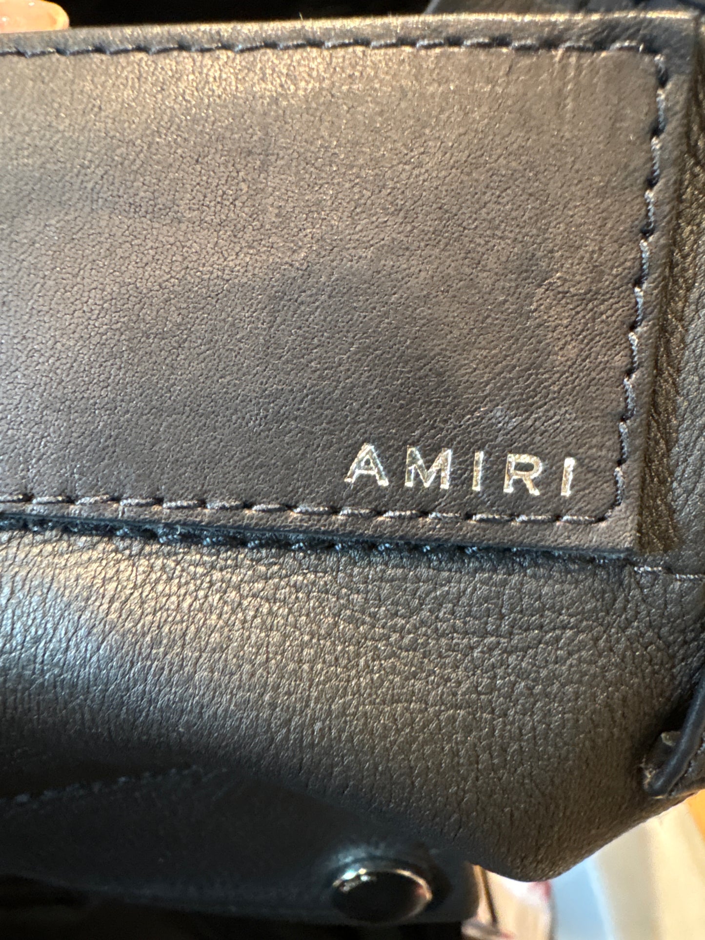 Amiri Black Leather Jeans Po Size 32(48 EU)