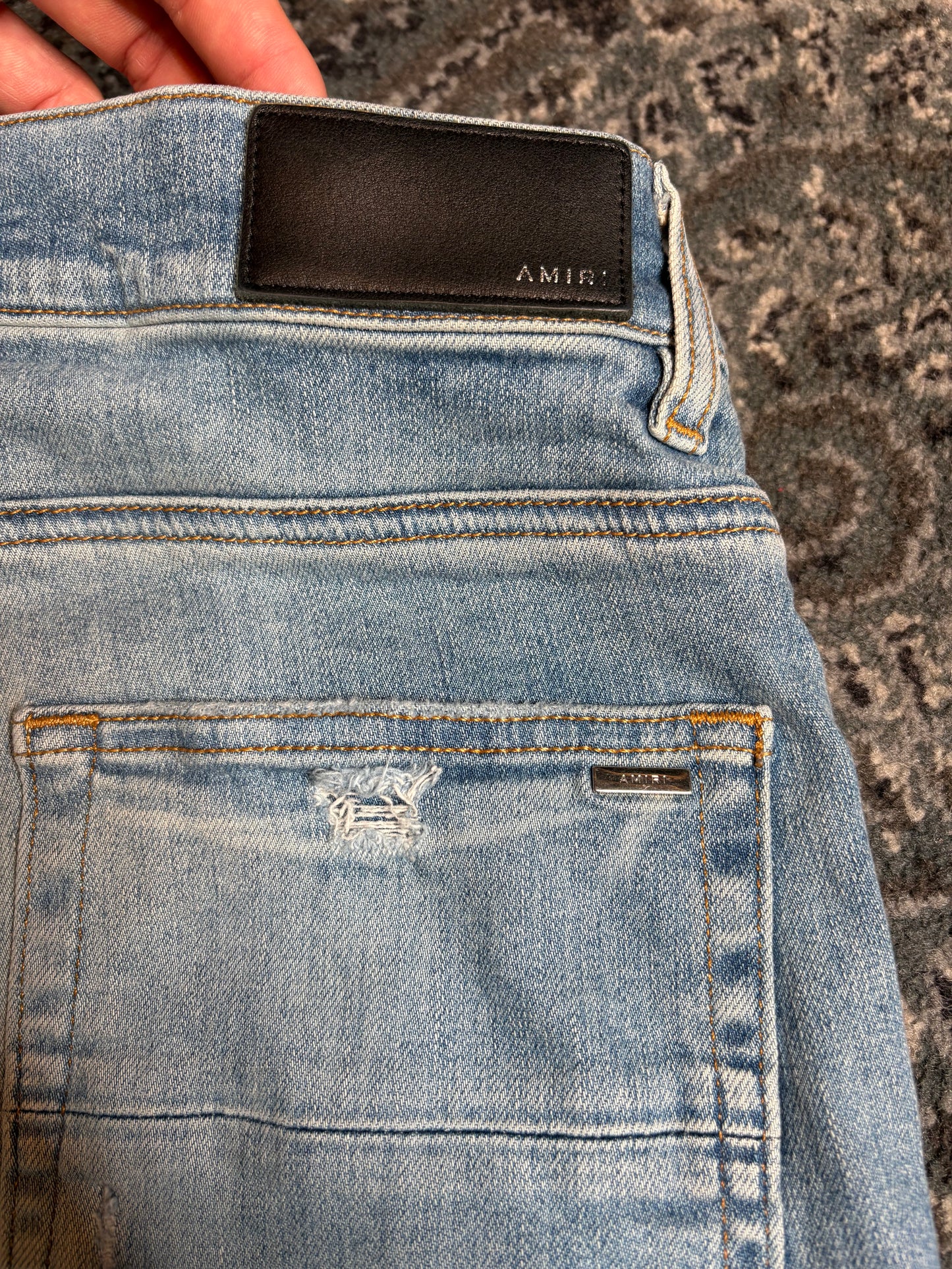Amiri Jeans Blue Distressed Plaid PO Size 33