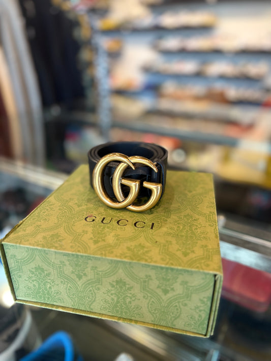 Gucci Belt Black Gold Size 28-29