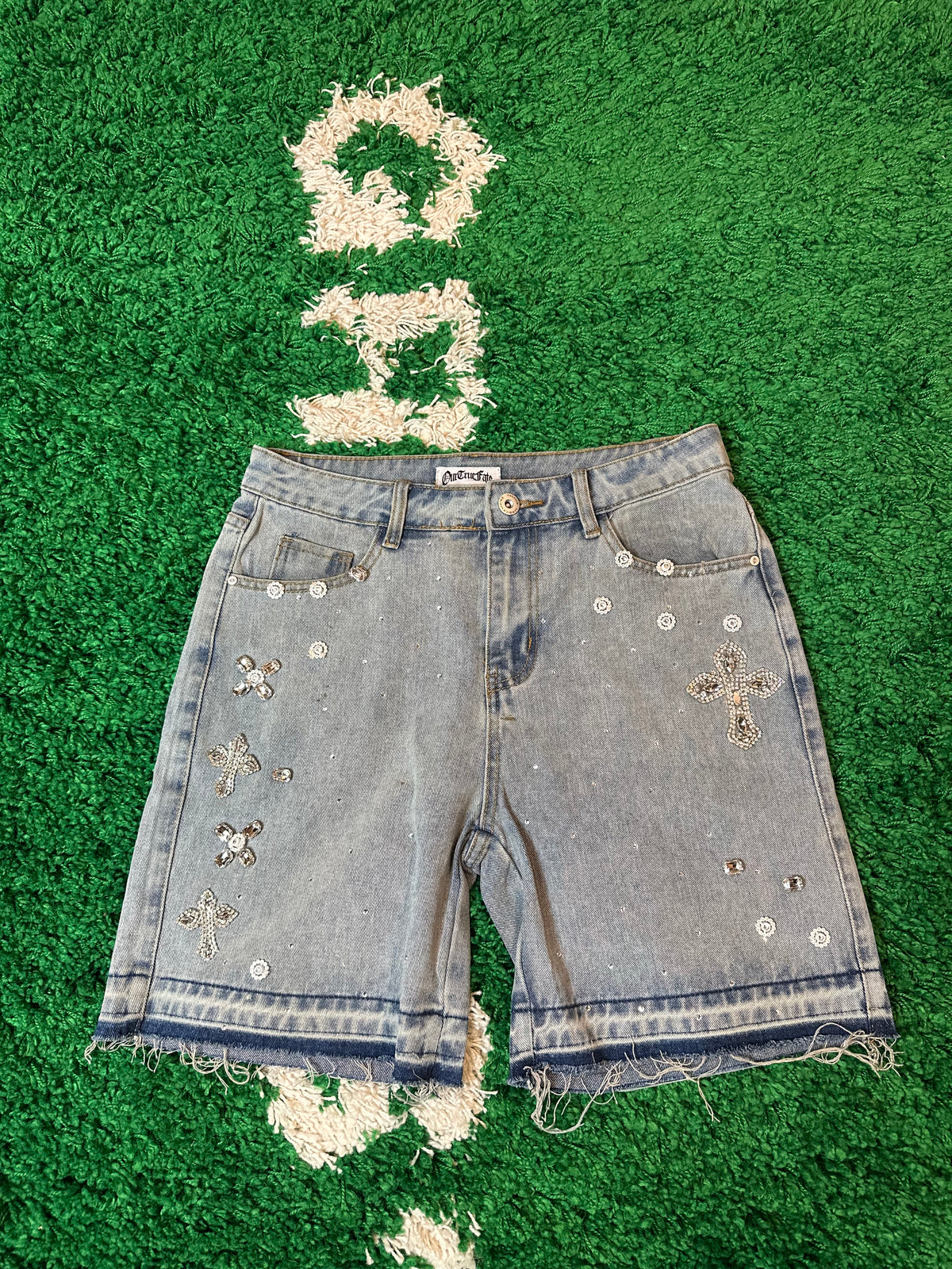 Rhinestone Jorts Size Small