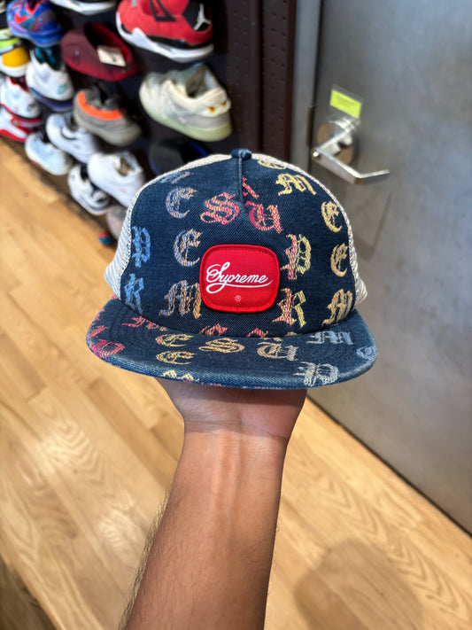 Supreme Gradient Jacquard Denim Mesh 5-Panel Blue Hat