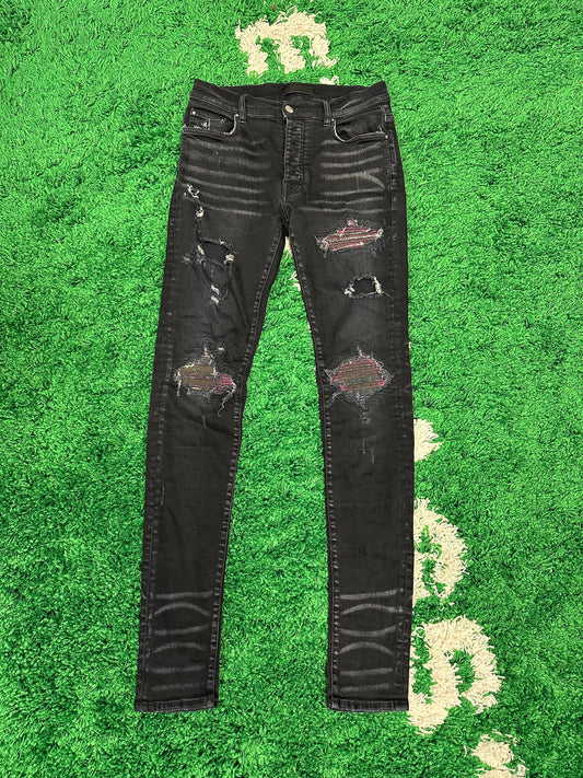 Amiri Black Pink Distressed Jean Size 30