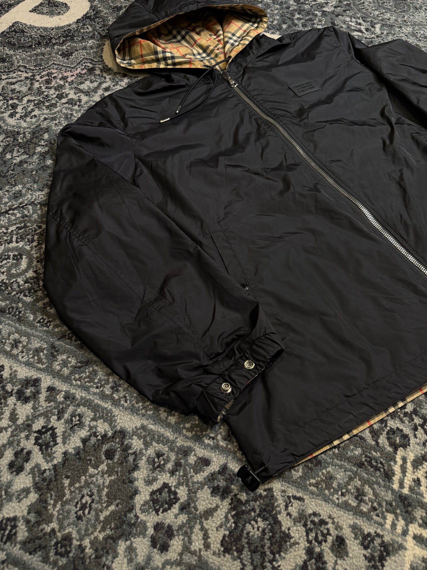 Burberry Reversible Check Hooded Jacket Size XXL