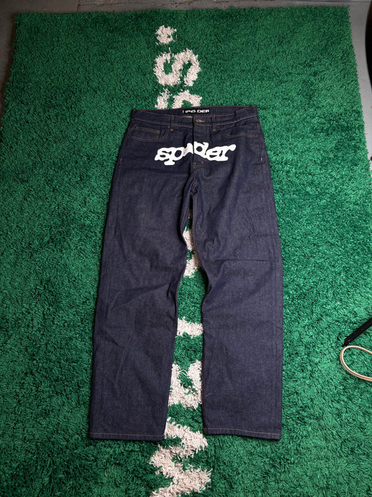 Sp5der Dark Wash Logo Jeans Size 34