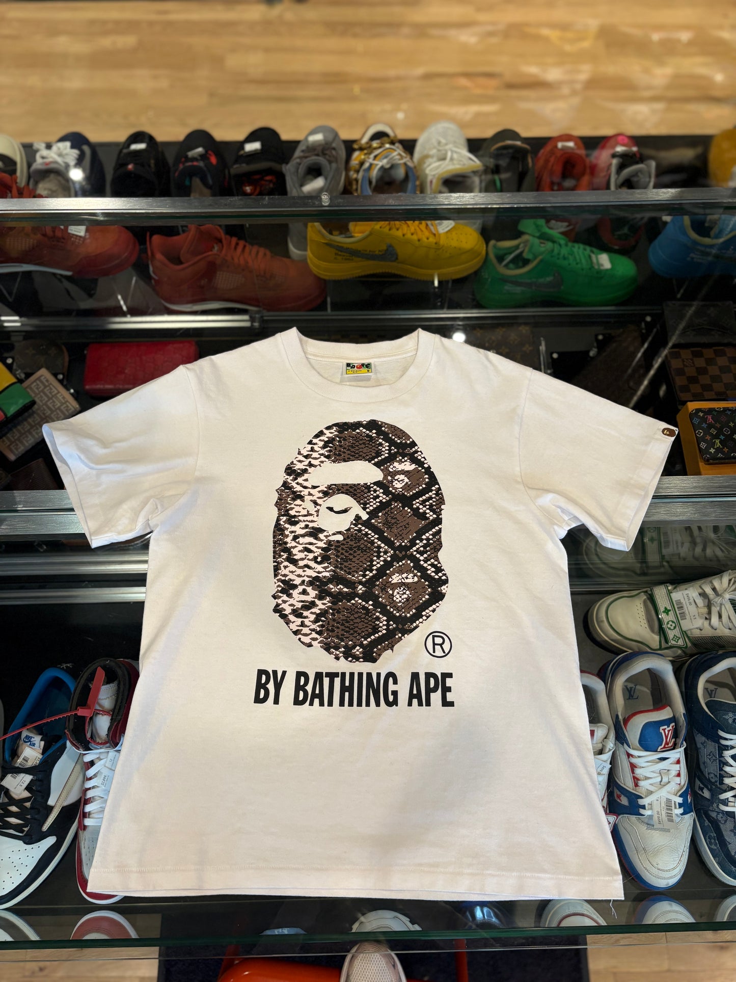 Bape White Snakeskin Tee Size Small