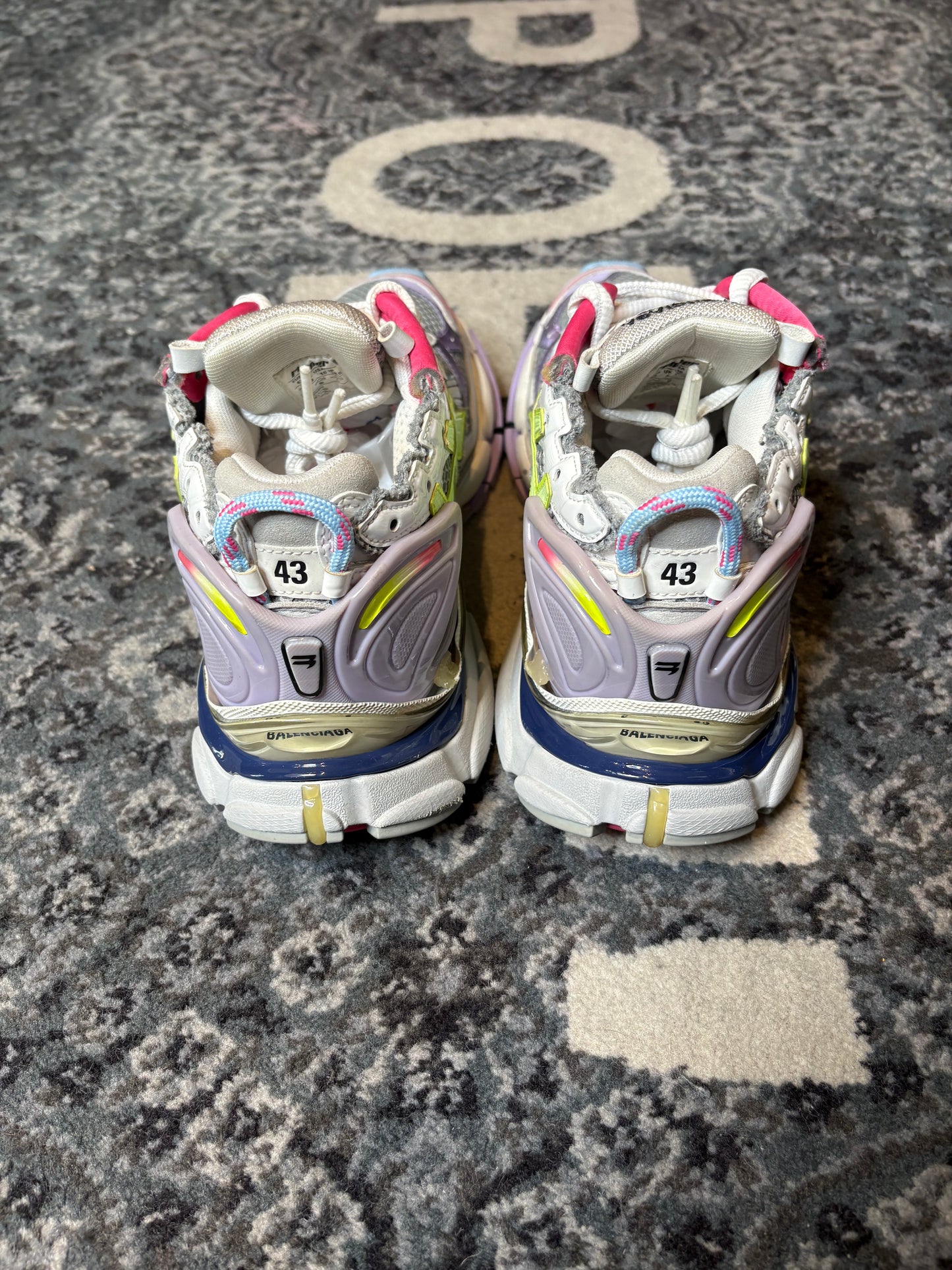 Balenciaga Runner “Leather Free Grey Light Purple Neon Yellow White” Po Nb Size 10(43 EU)