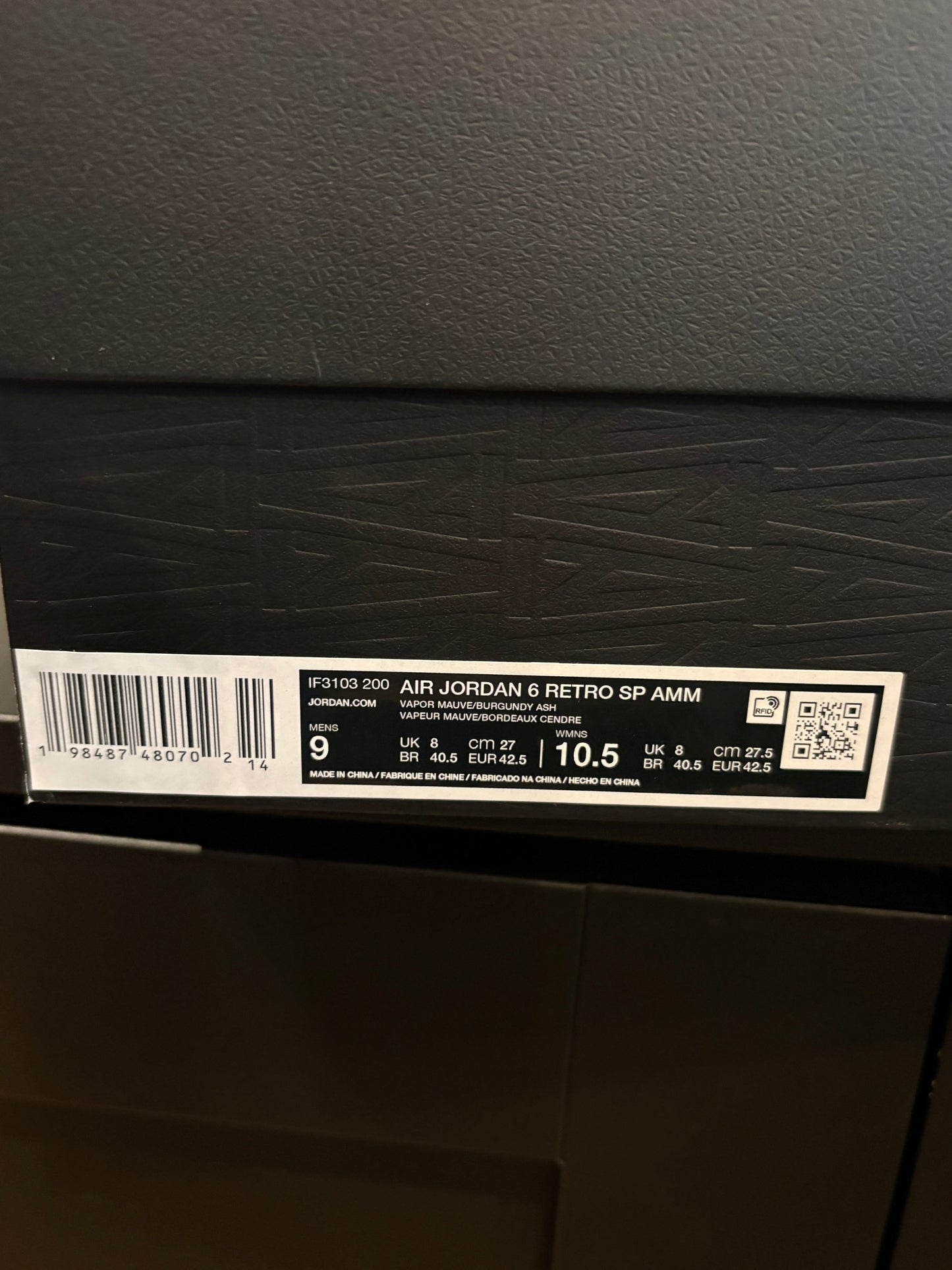 Jordan 6 Retro AMA Smokey Mauve DS OG Size 9