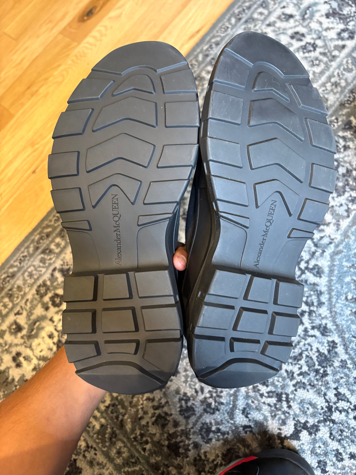 Alexander McQueen Tread Slick Low “Black Canvas and Leather” Clean Pg Size 7.5(40.5 EU)