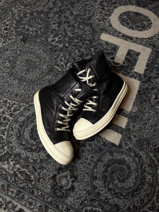 Rick Owen’s Ramone Leather High Top “Black Cream”