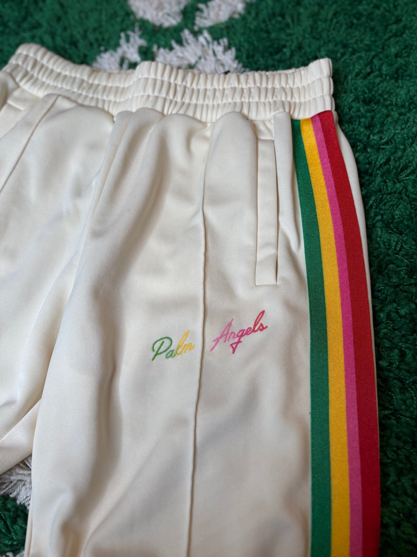 Palm Angels Rainbow Track Pants Beige Size Large