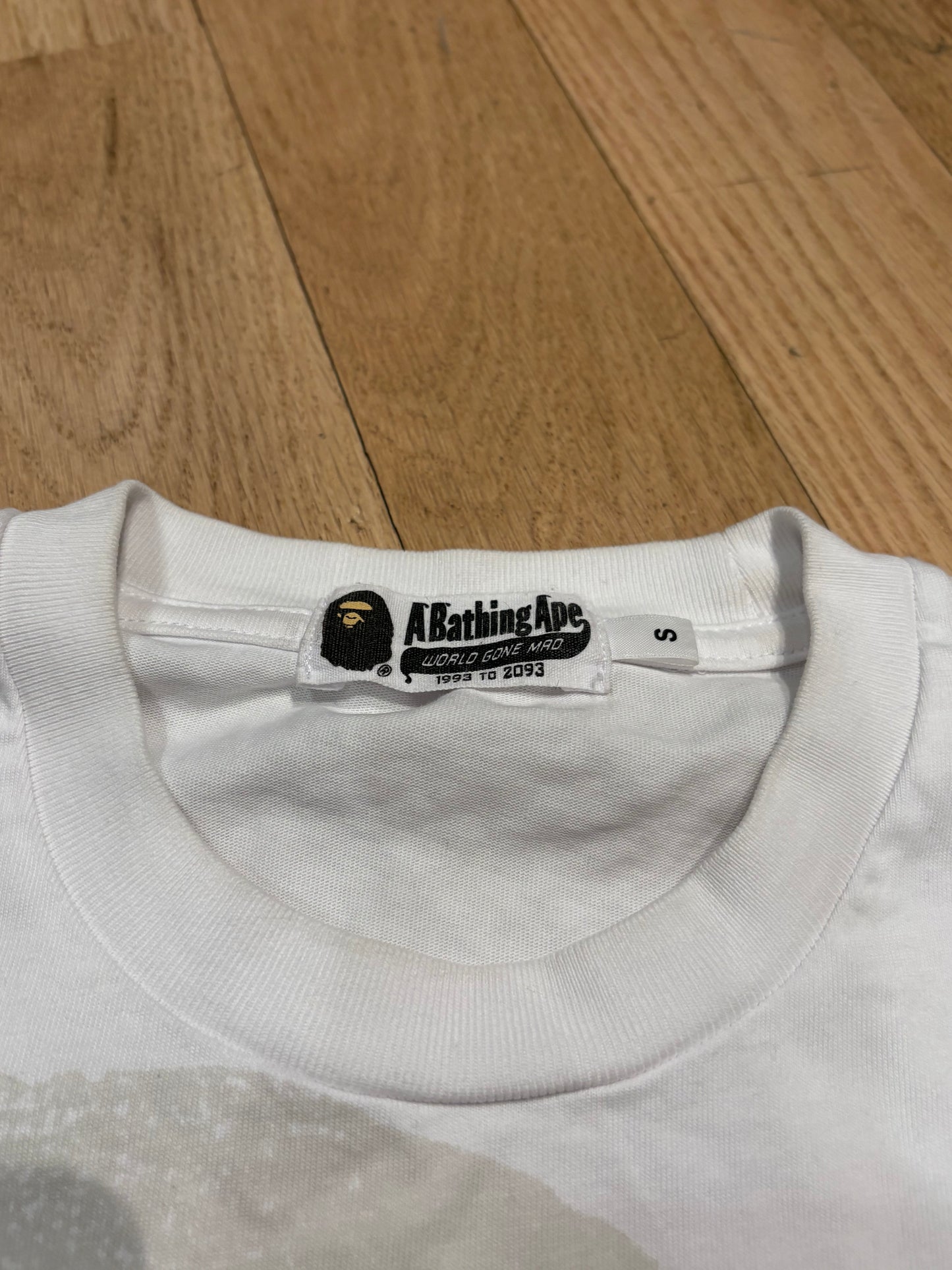Bape White/Gray Ape Tee Size Small