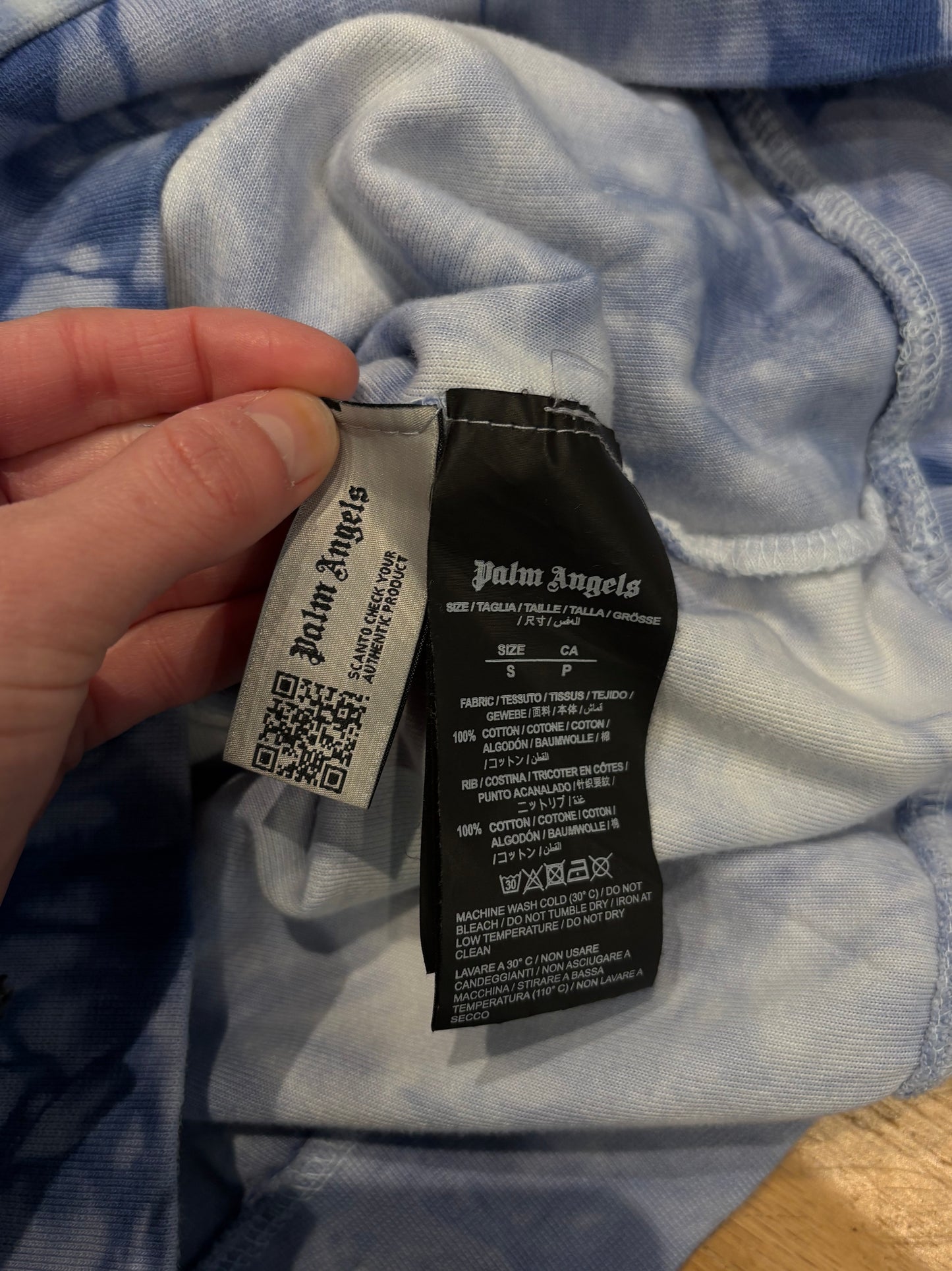 Palm Angels Blue Tie Dye Hoodie Size Small