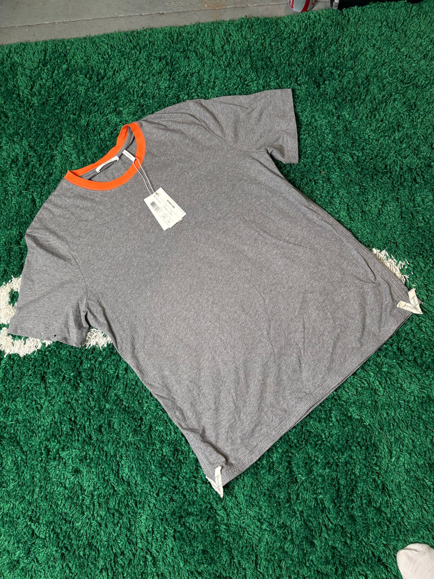 Helmut Lang Gray/Orange Tee DS Size XL
