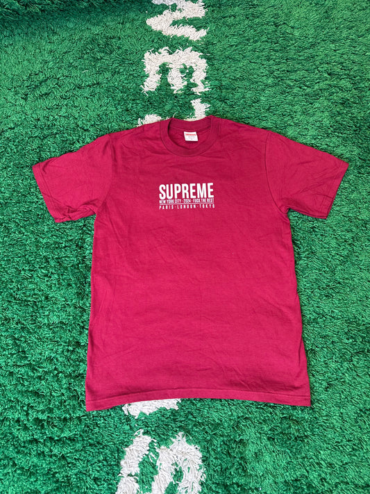 Supreme Maroon/White Logo Tee DS Size Small