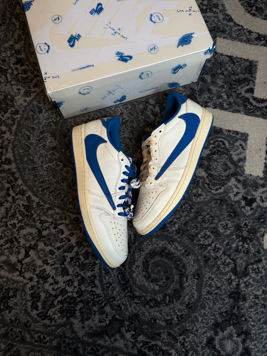 Jordan 1 Retro Low “Fragment X Travis Scott Sail Military Blue” VNDS Og Size 11