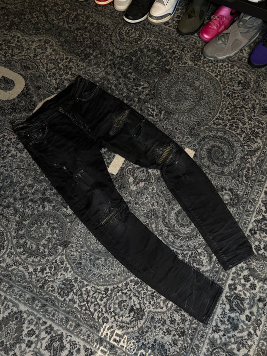 Amiri Jeans Black Olive Patches Size 34