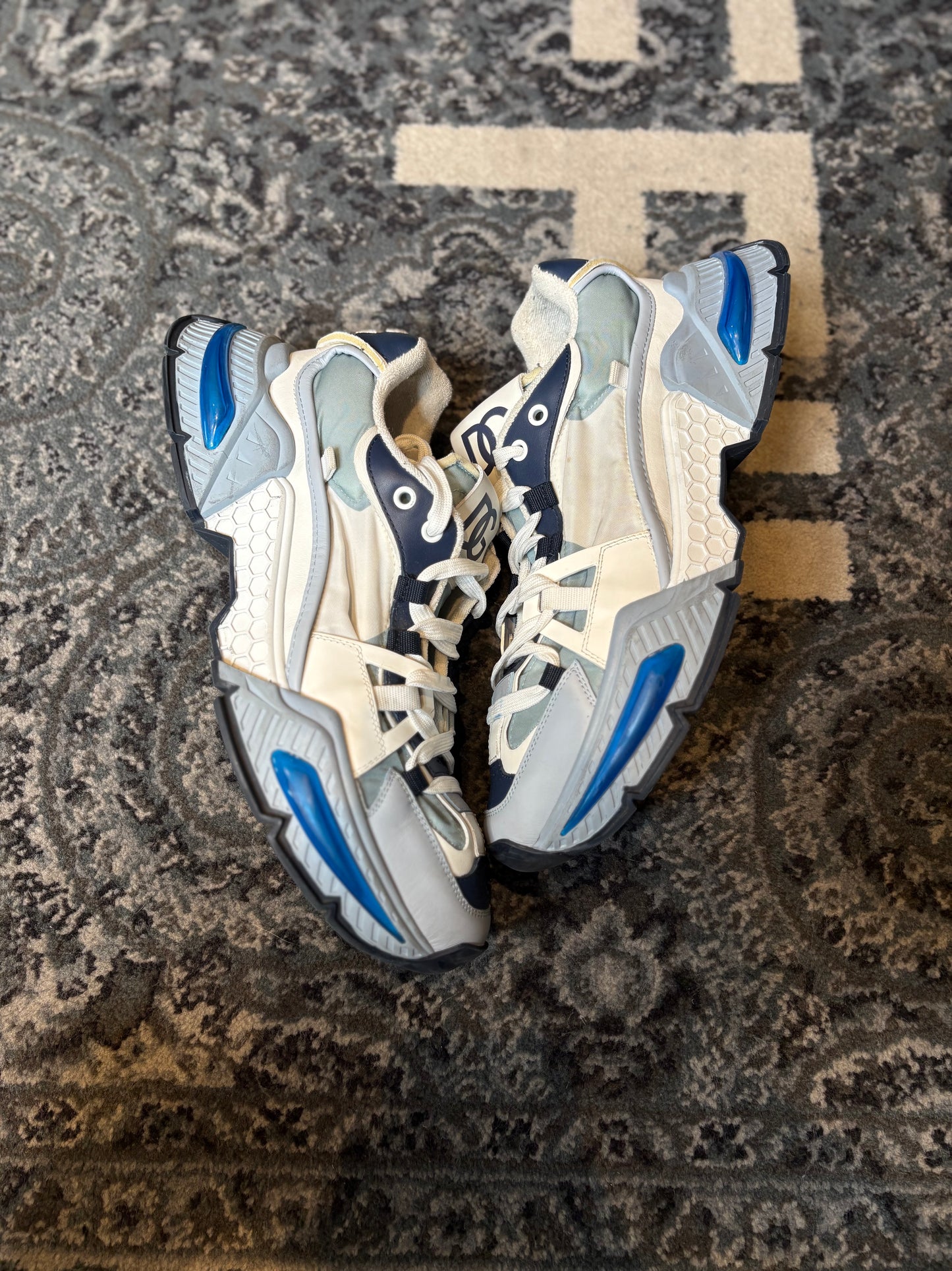 Dolce & Gabbana “Sky Blue and Multicolour Calf Leather Airmaster Low Top” Po Nb Size 12(45 EU)