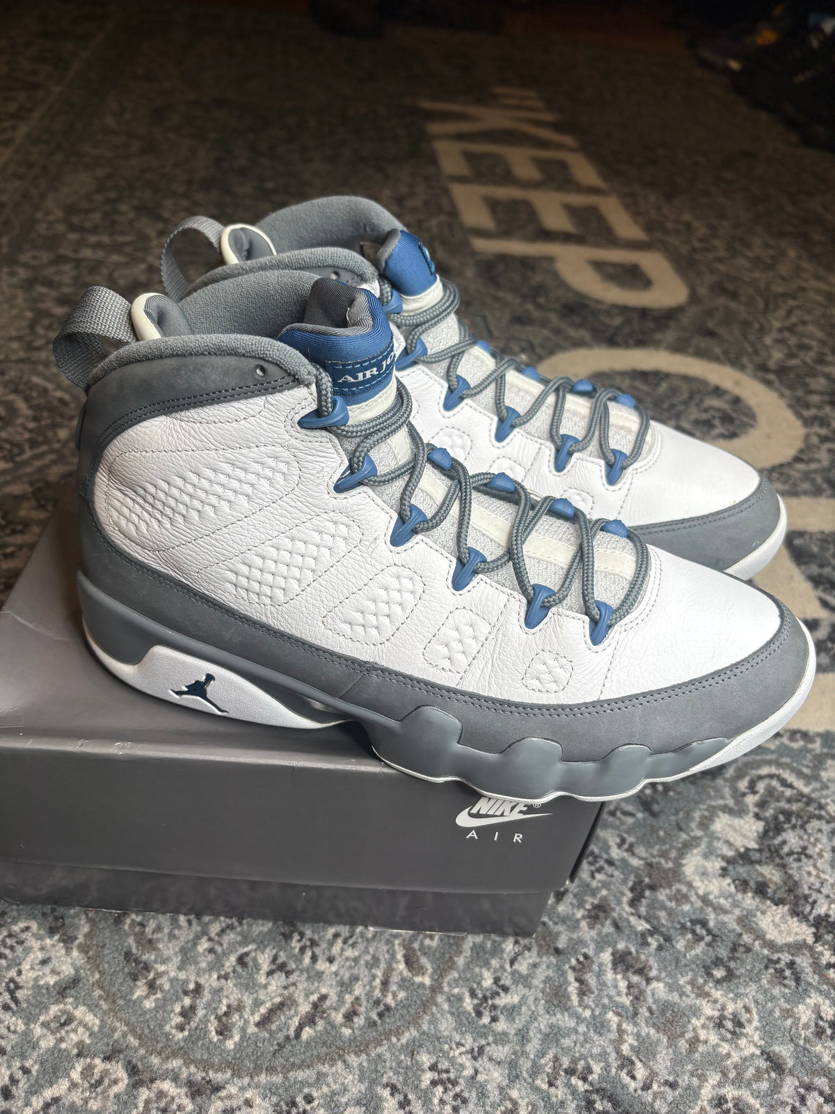 Jordan 9 Retro “Flint Grey French Blue” Clean Og Size 10.5