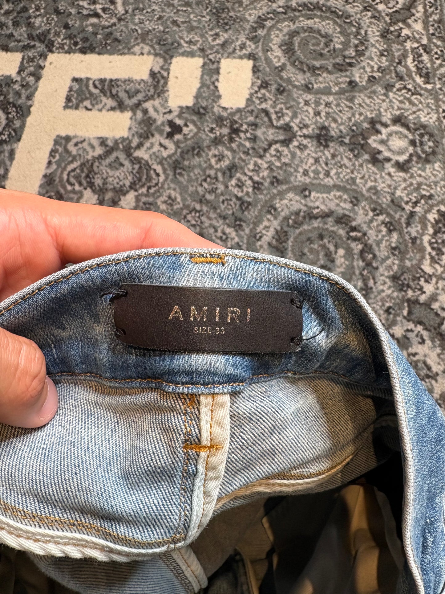 Amiri Jeans Blue Distressed Plaid PO Size 33