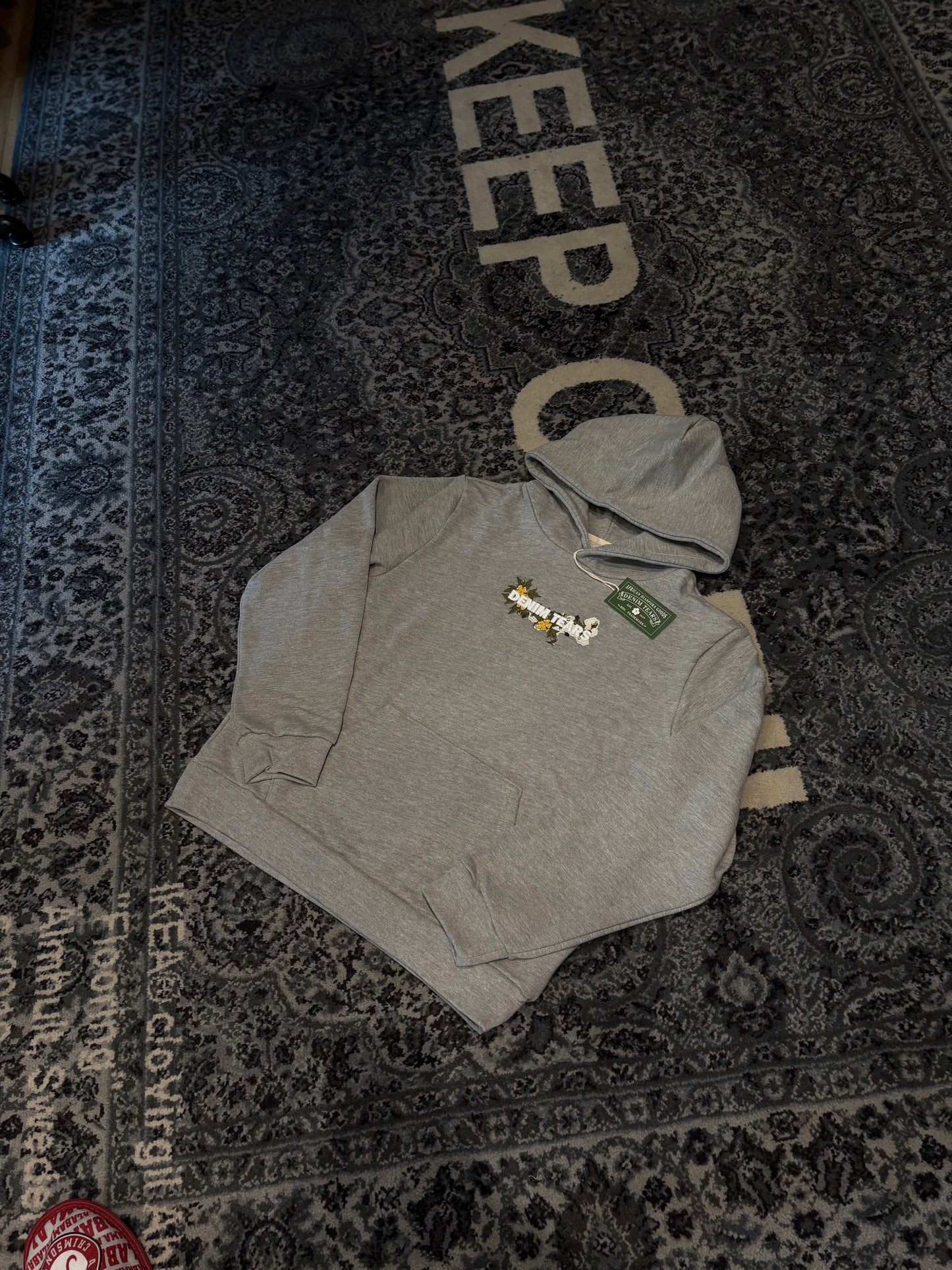 Denim Tears Gray Floral Logo Hoodie DS Size Large