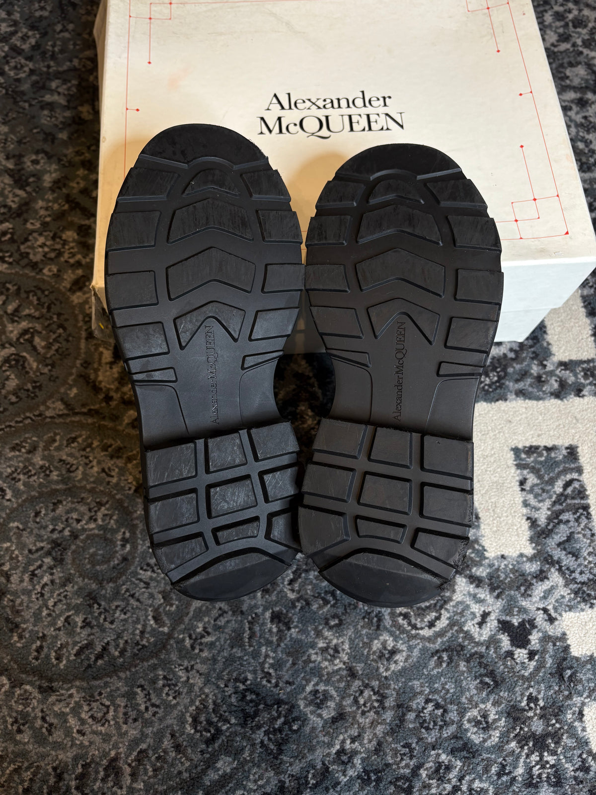 Alexander McQueen Tread Slick Boot “Leather Graffiti Black White” Clean Og Size 8(41 EU)