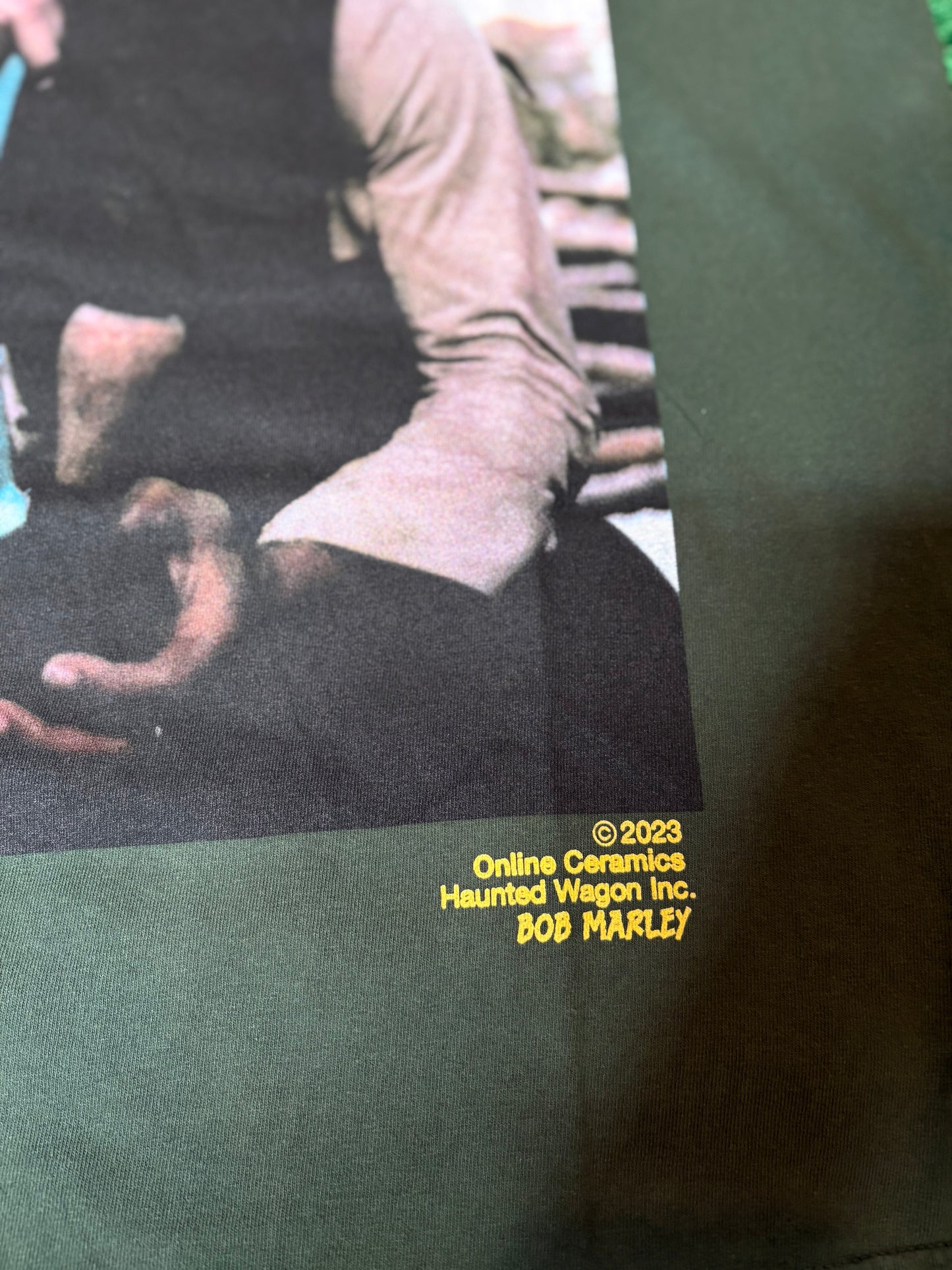 Online Ceramics Bob Marley Tee Green DS Size Medium
