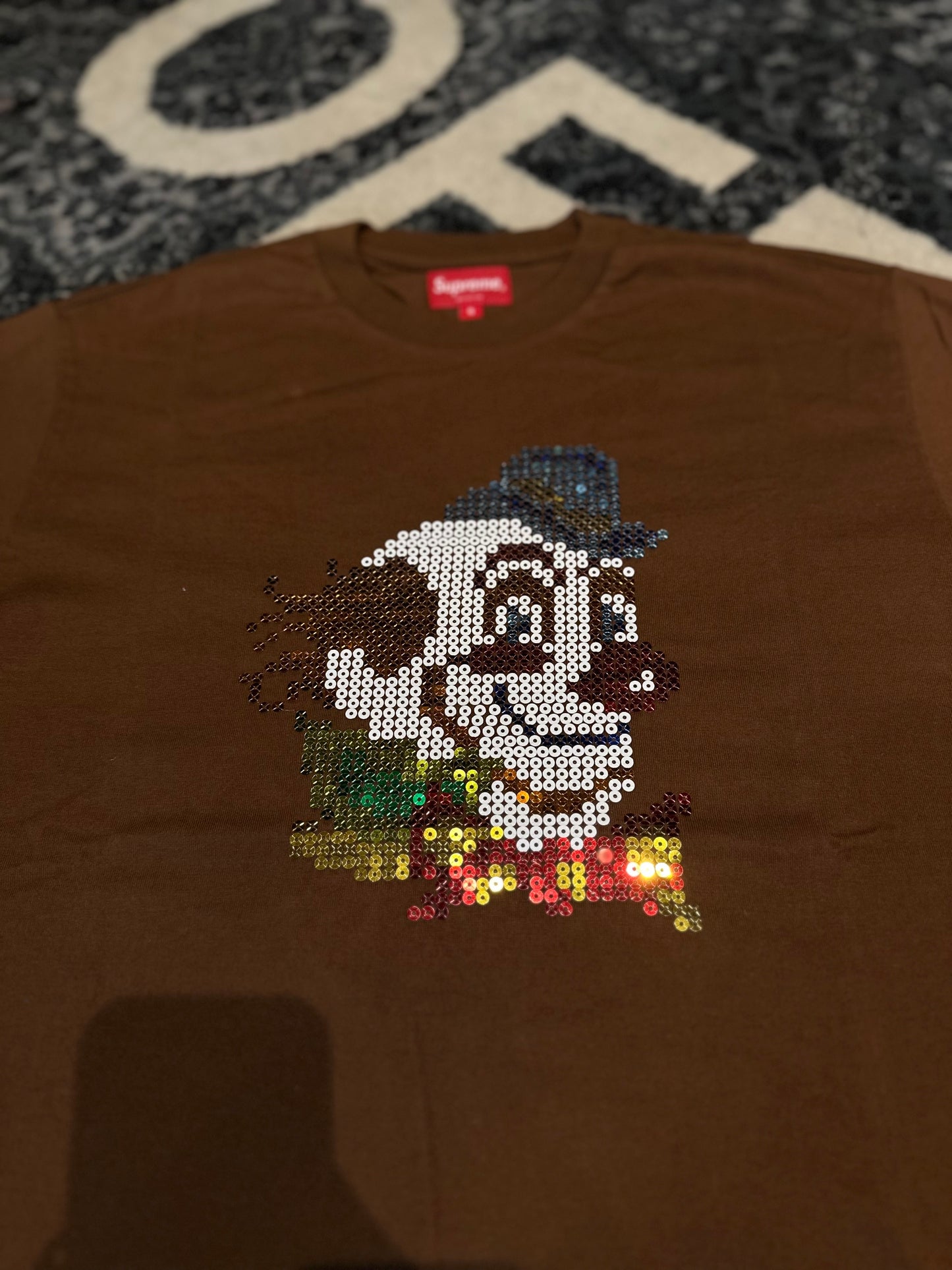 Supreme Brown Sequin Clown Tee Size Small