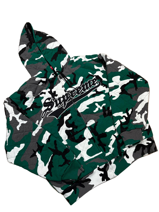 Supreme Green Camo Quilted Zip Hoodie DS Size Medium