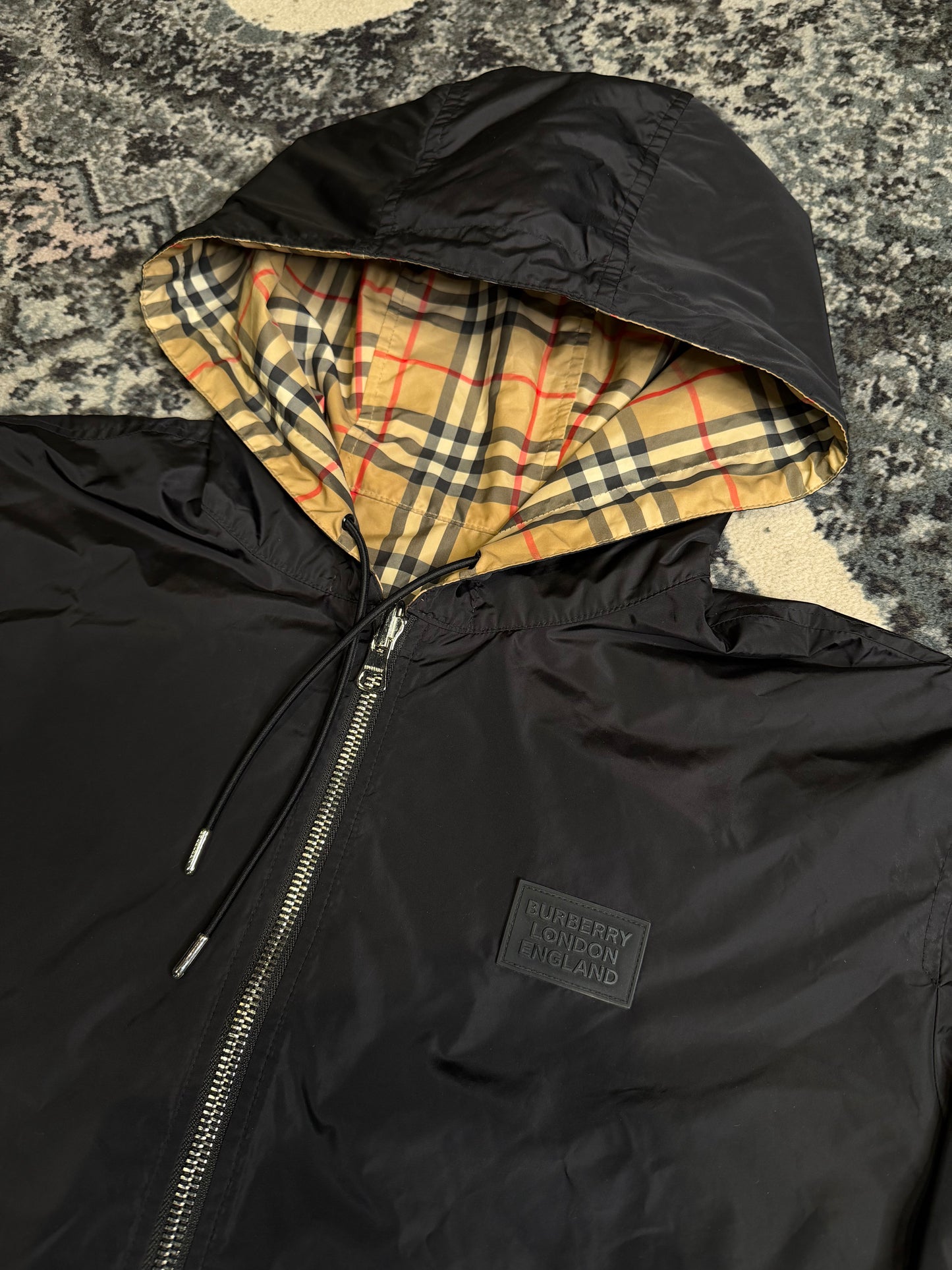 Burberry Reversible Check Hooded Jacket Size XXL