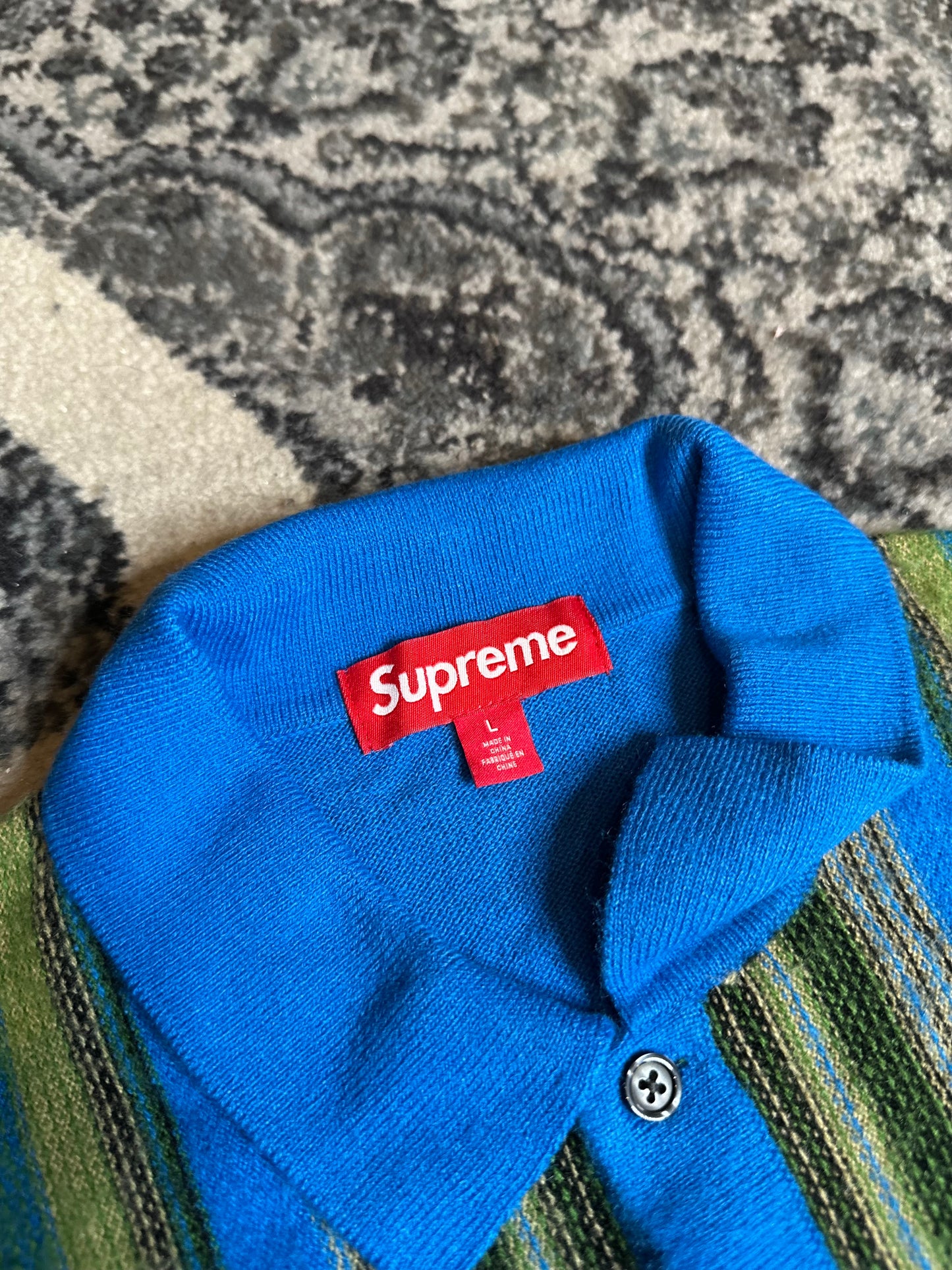 Supreme Multi Stripe Polo Sweater Size Large