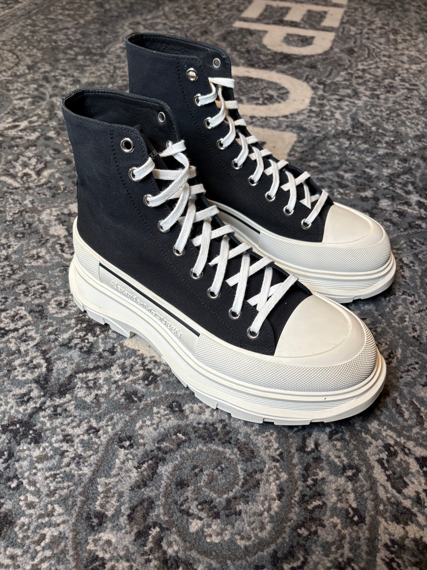 Alexander McQueen Tread Slick Lace Up Boot “Black White” Clean Nb Size 13(46 EU)