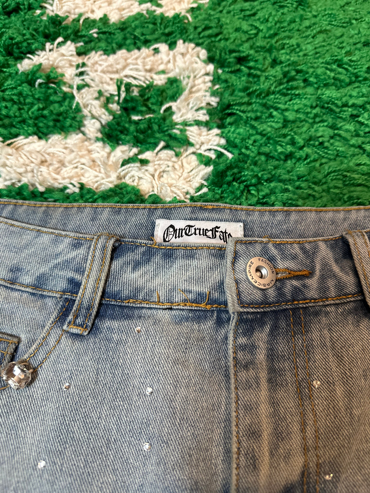 Rhinestone Jorts Size Small