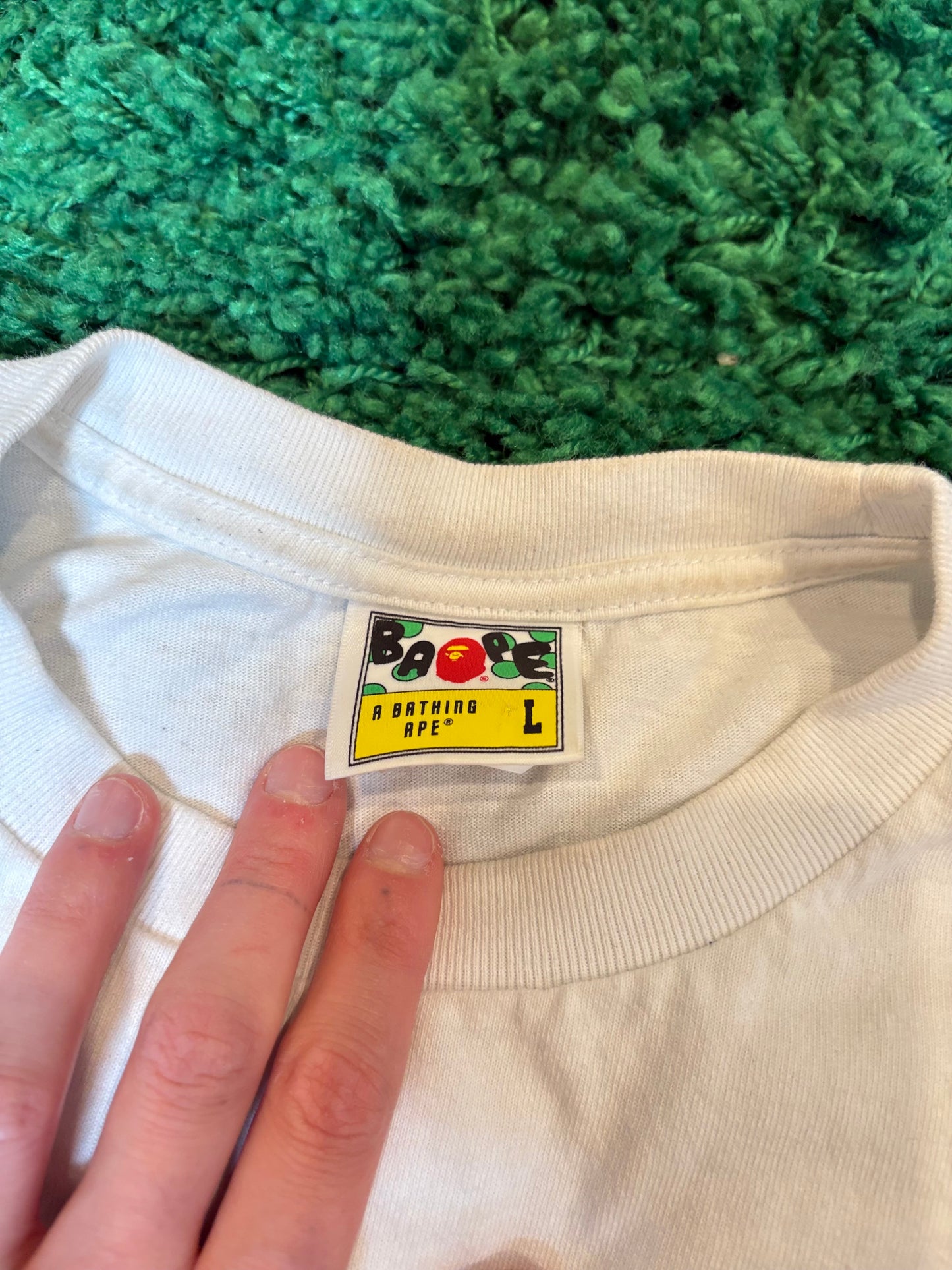 Bape Tee White Blue Head Size Large