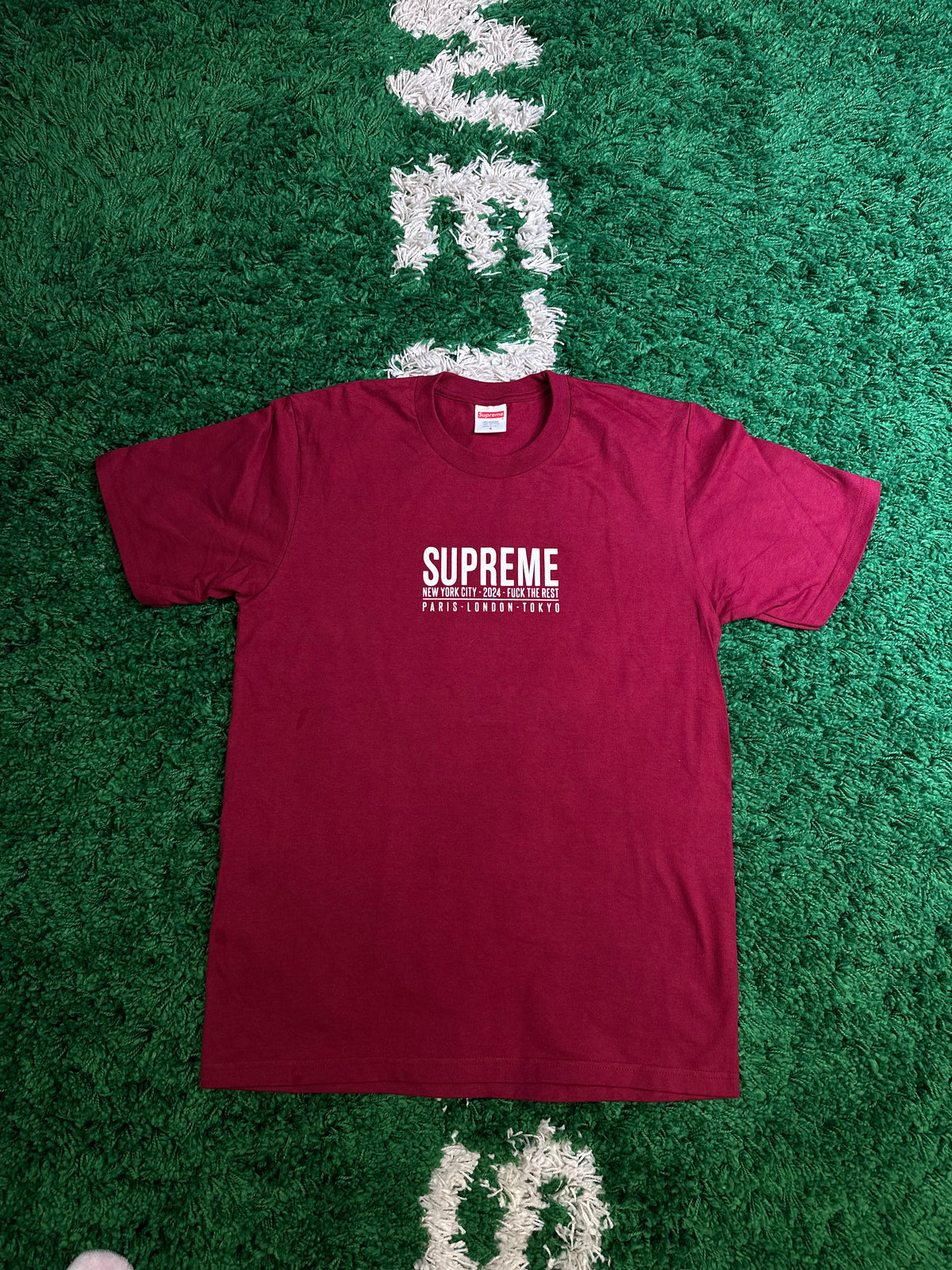 Supreme Logo Tee Maroon DS Size Small