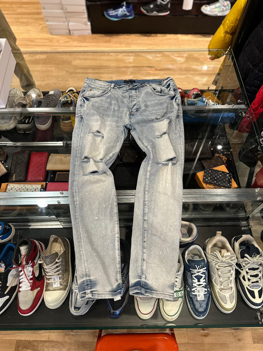 Purple Jeans Light Wash Distressed Size 38