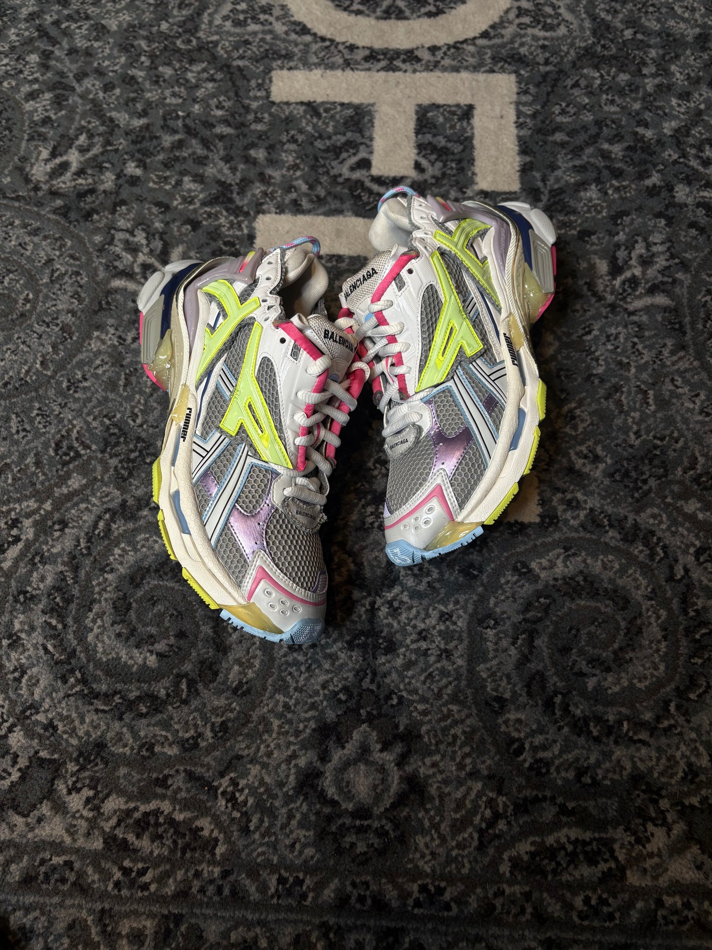 Balenciaga Runner “Leather Free Grey Light Purple Neon Yellow White” Po Nb Size 10(43 EU)