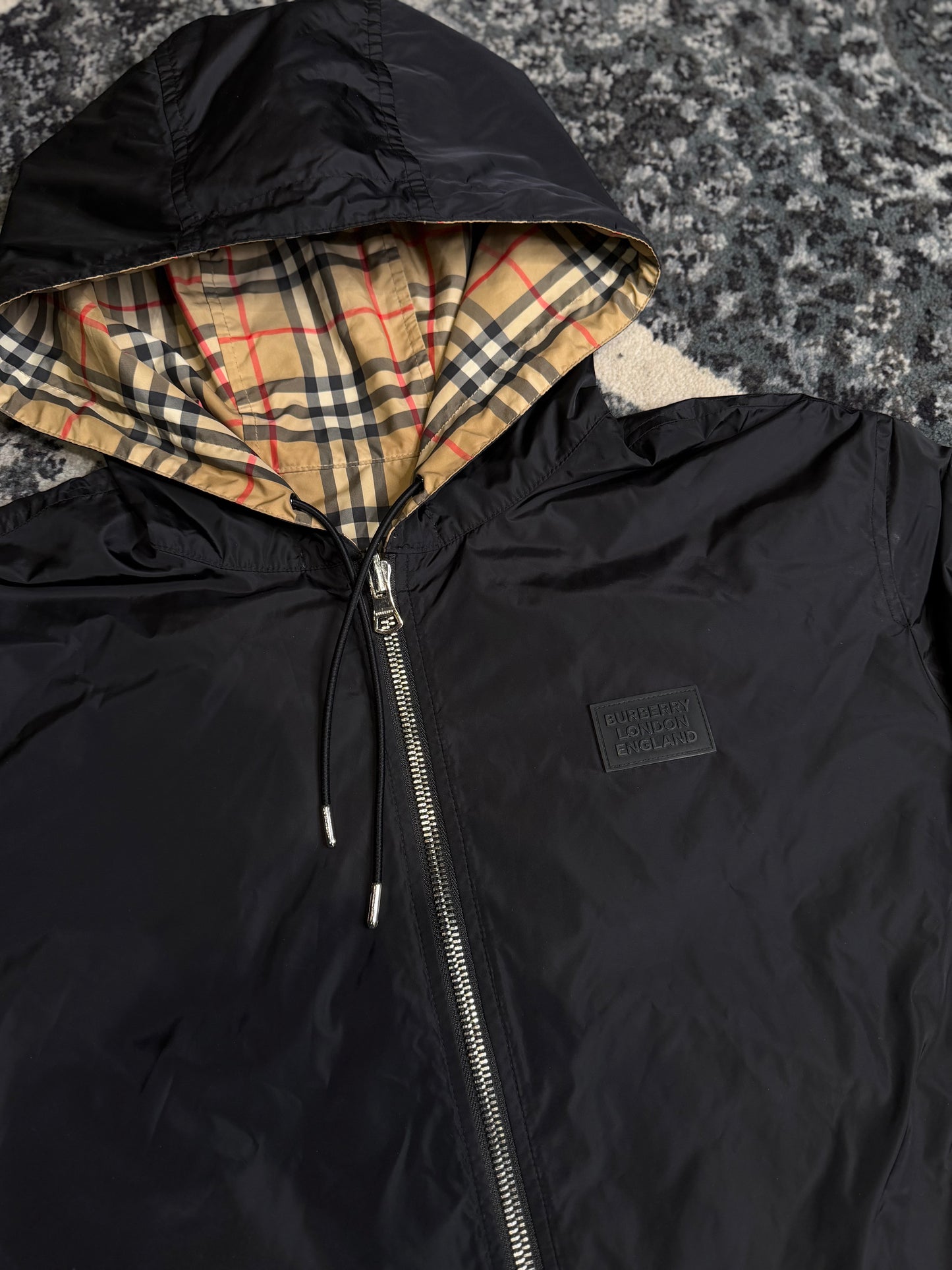 Burberry Reversible Check Hooded Jacket Size XXL