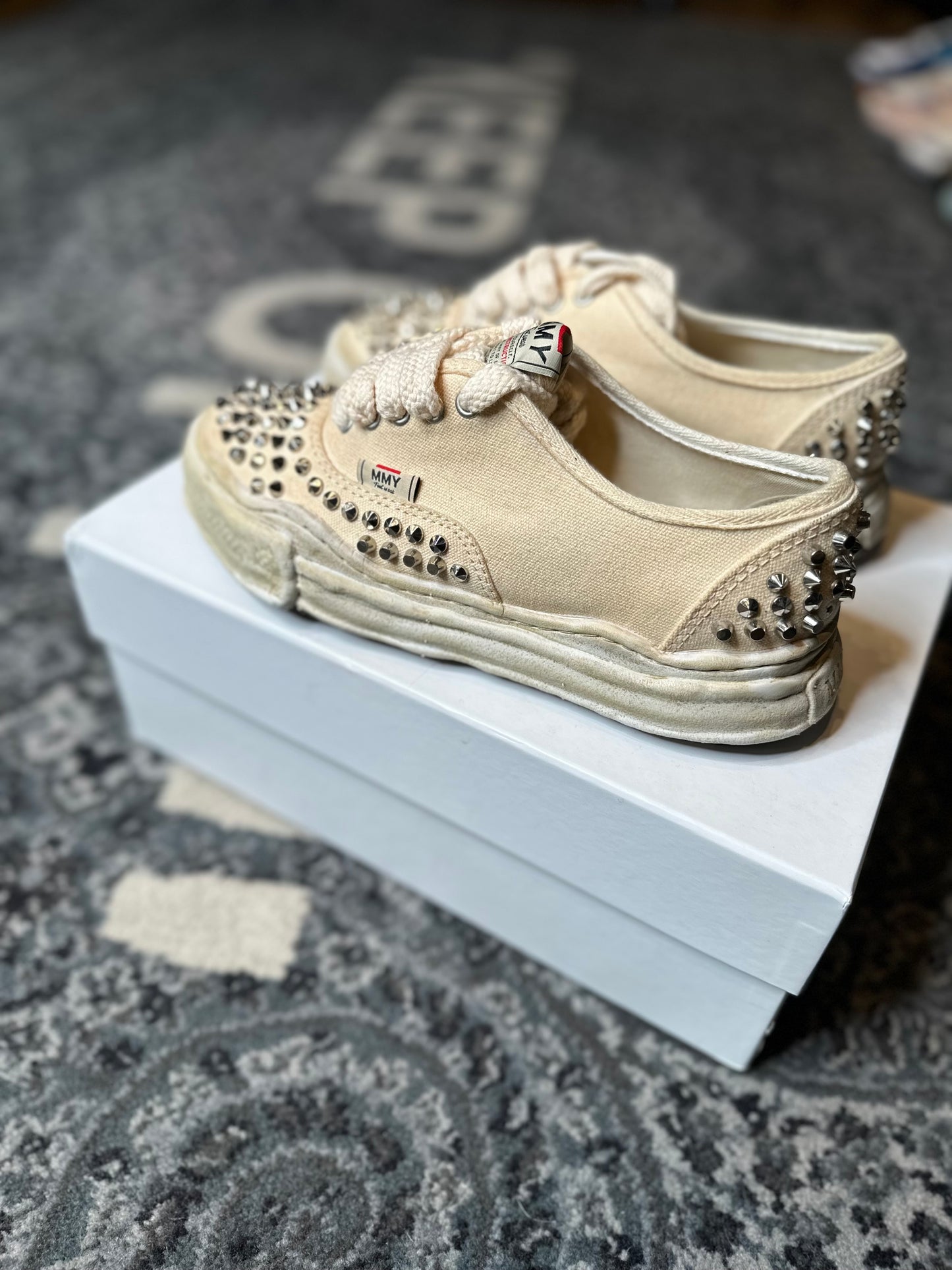 Maison Mihara Yasuhiro Baker OG Sole Studded Canvas Low “White” Clean OG Size 7(40 EU)