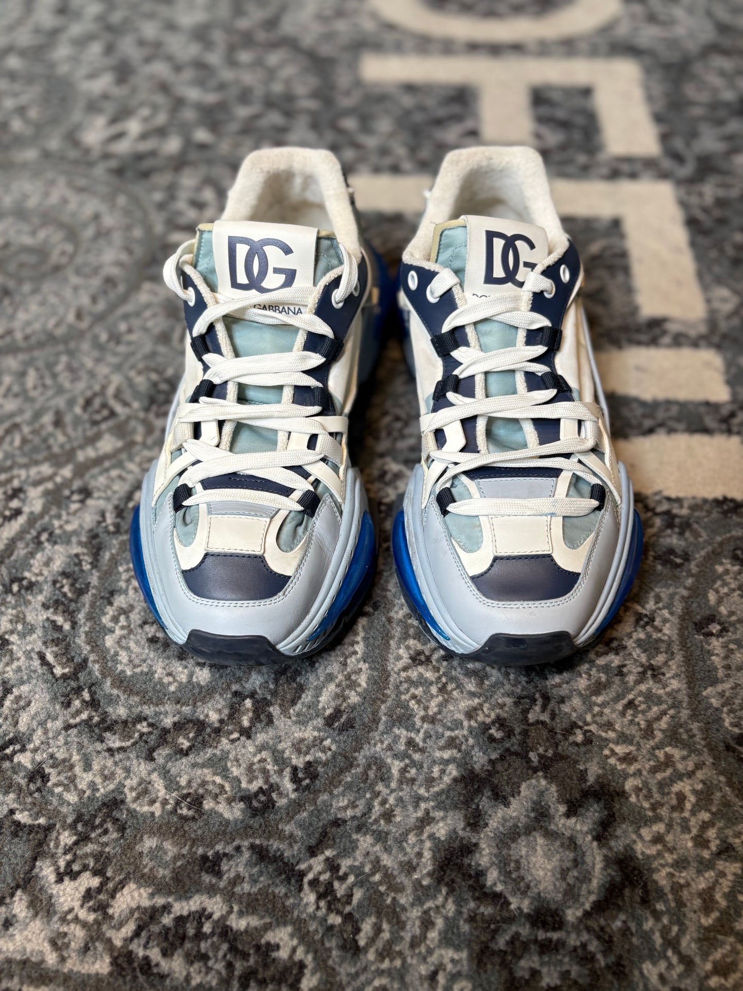 Dolce & Gabbana “Sky Blue and Multicolour Calf Leather Airmaster Low Top” Po Nb Size 12(45 EU)