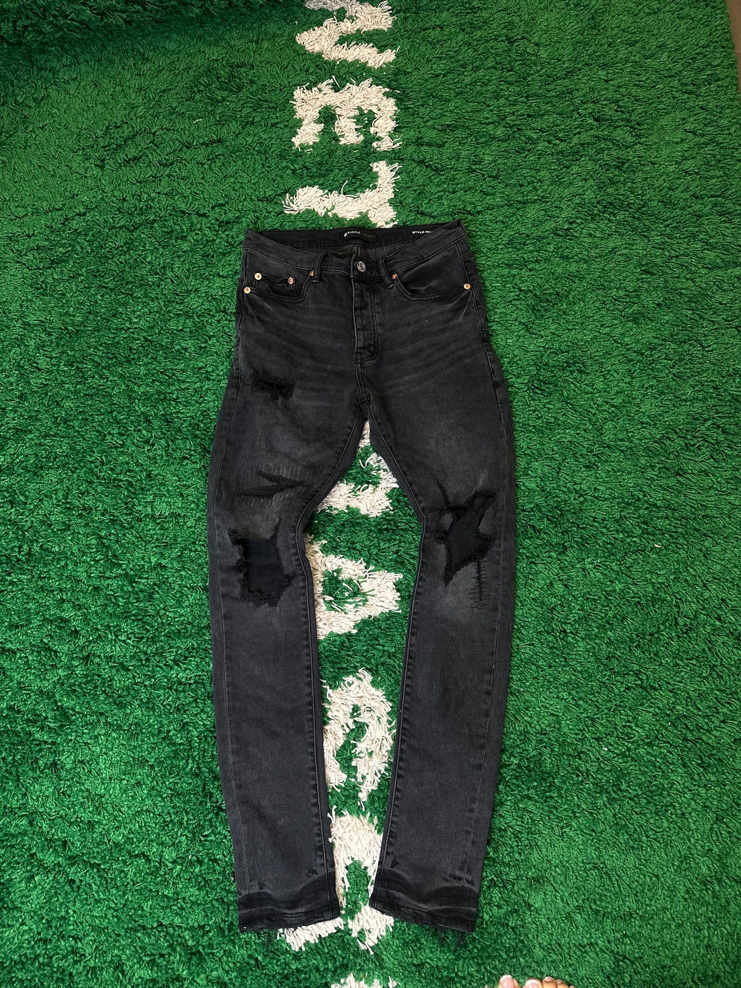 Purple Jeans Black Distressed Size 29