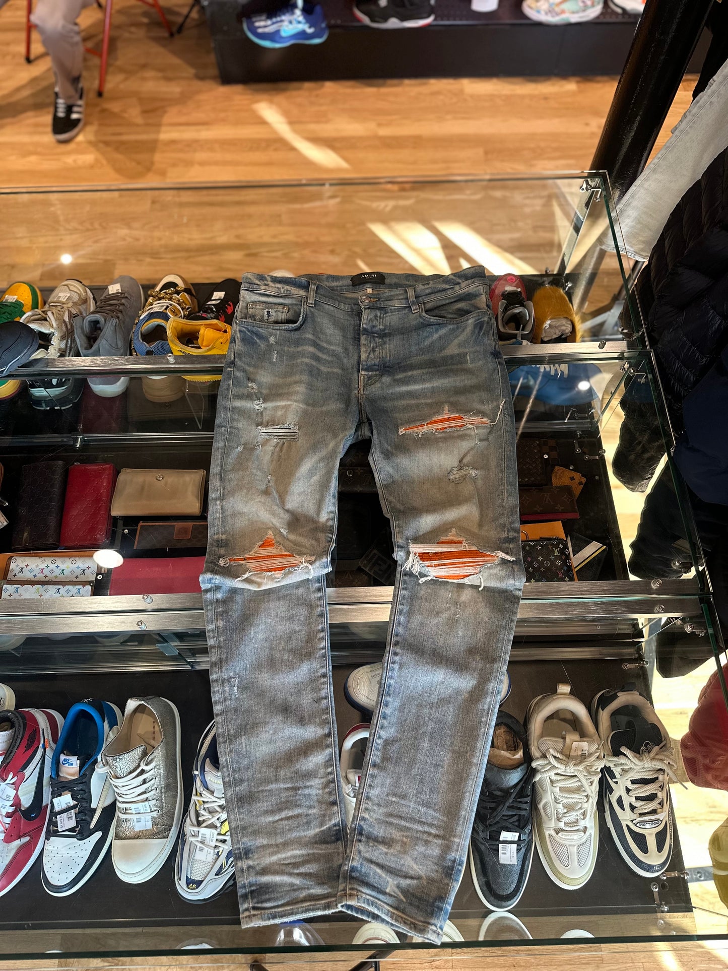 Amiri Jeans Distressed Orange Size 36