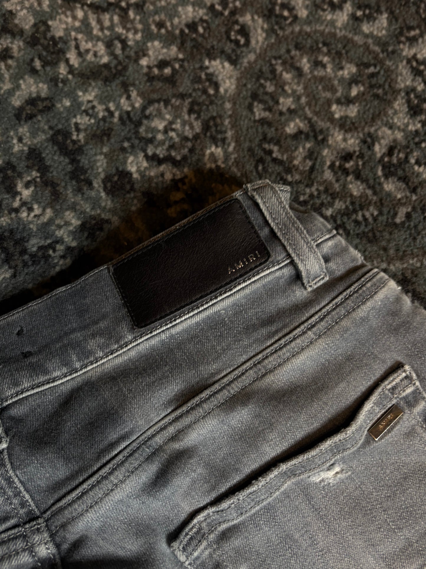 Amiri Jeans Gray Distressed Playboy Size 28