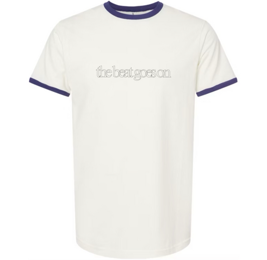 Golomb Tee White ‘the beat goes on’ Ringer