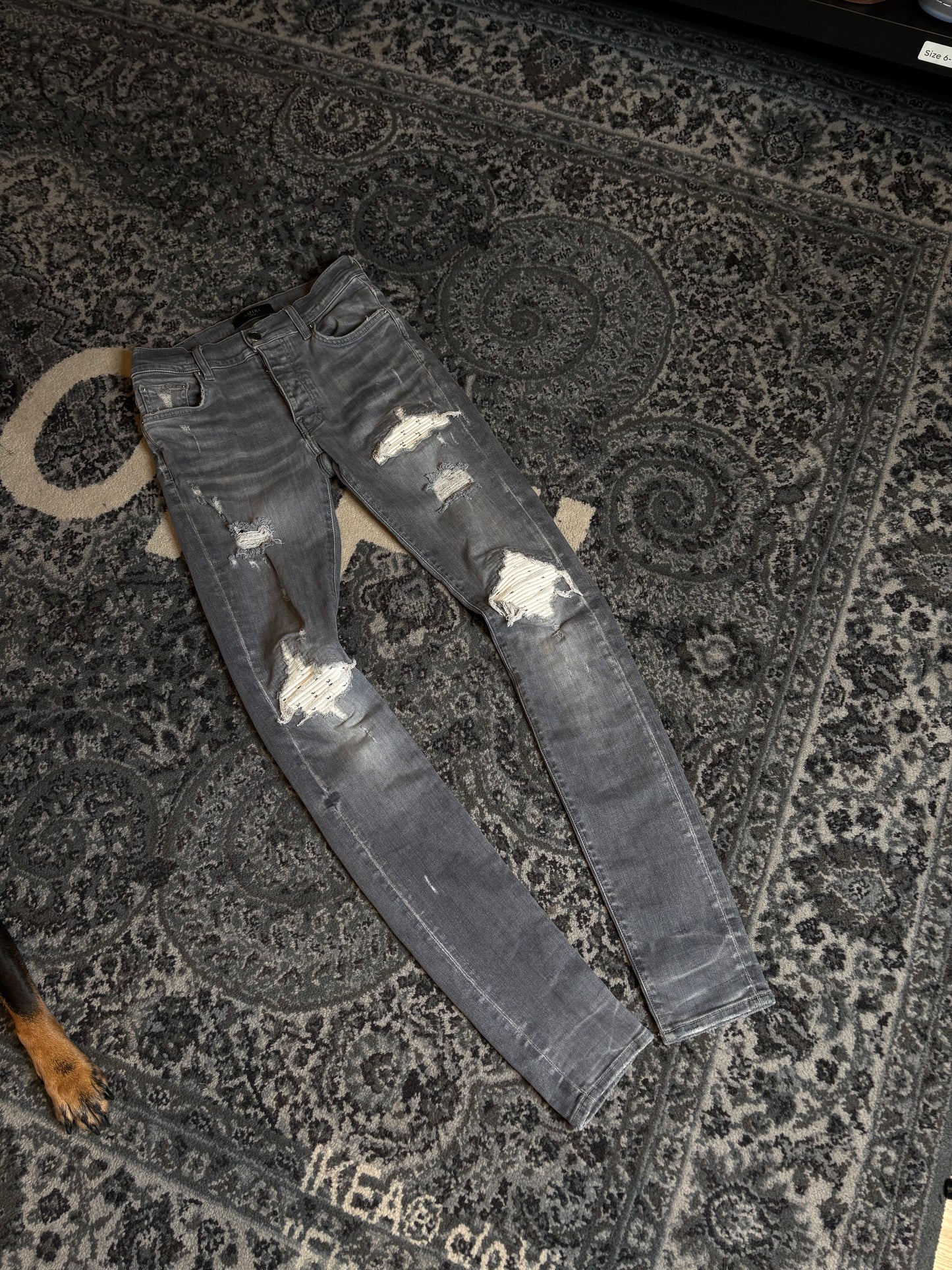 Amiri Jeans Gray Distressed Playboy Size 28