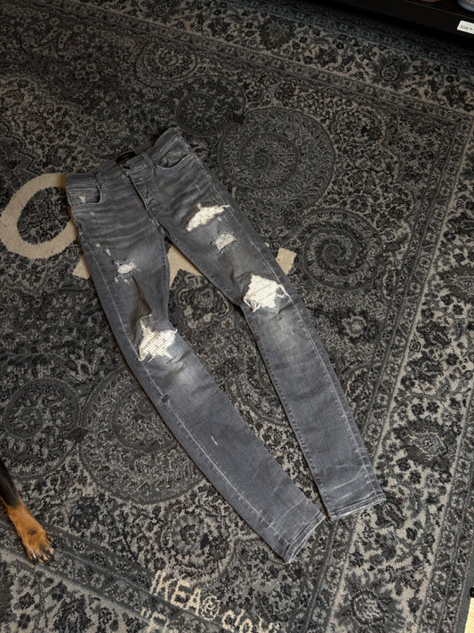 Amiri Jeans Gray Distressed Playboy Size 28